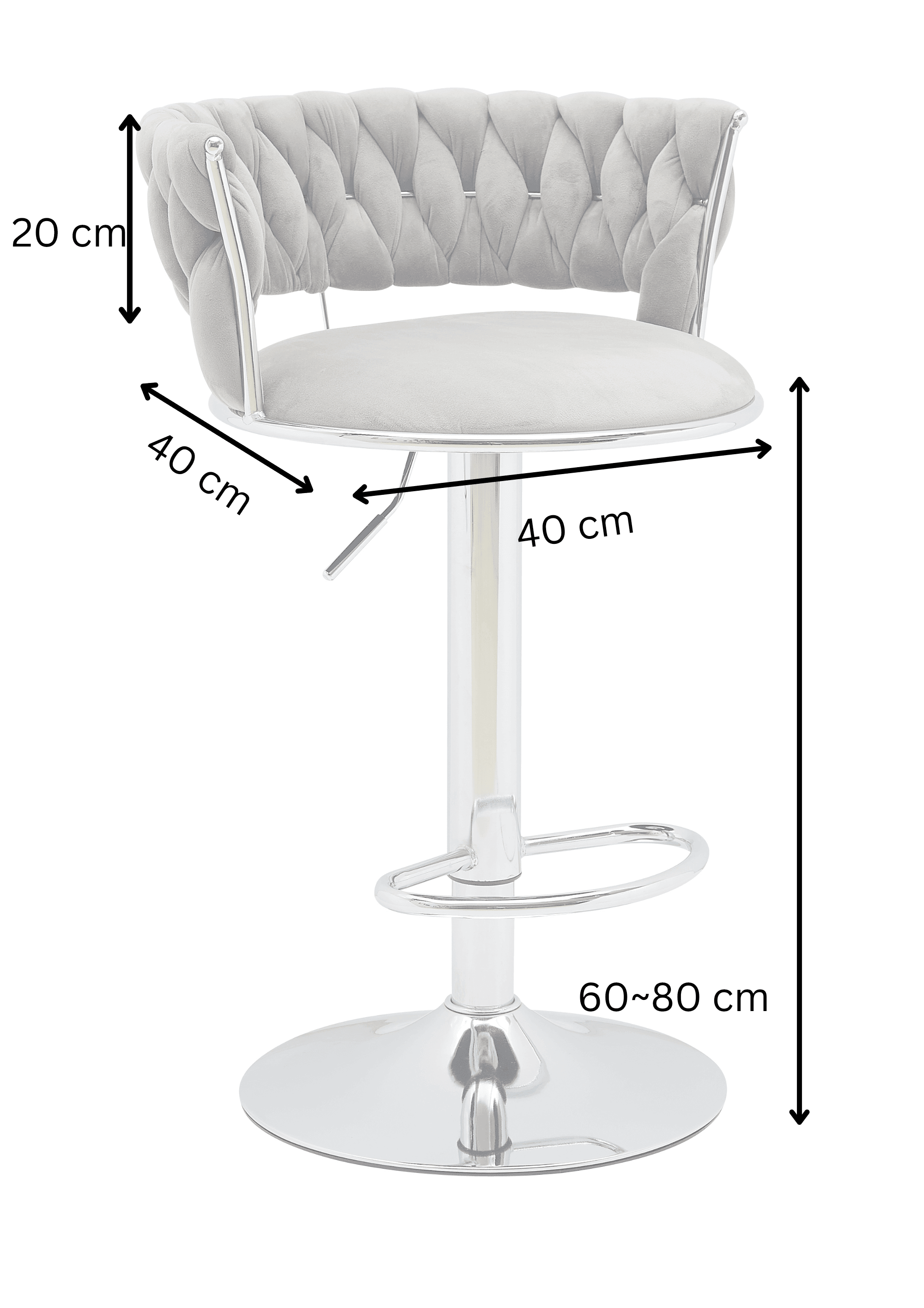 A2Z Furniture - Celestial Grey Velvet Bar Stools (Set of 2). Modern design, plush grey velvet fabric, height adjustment.