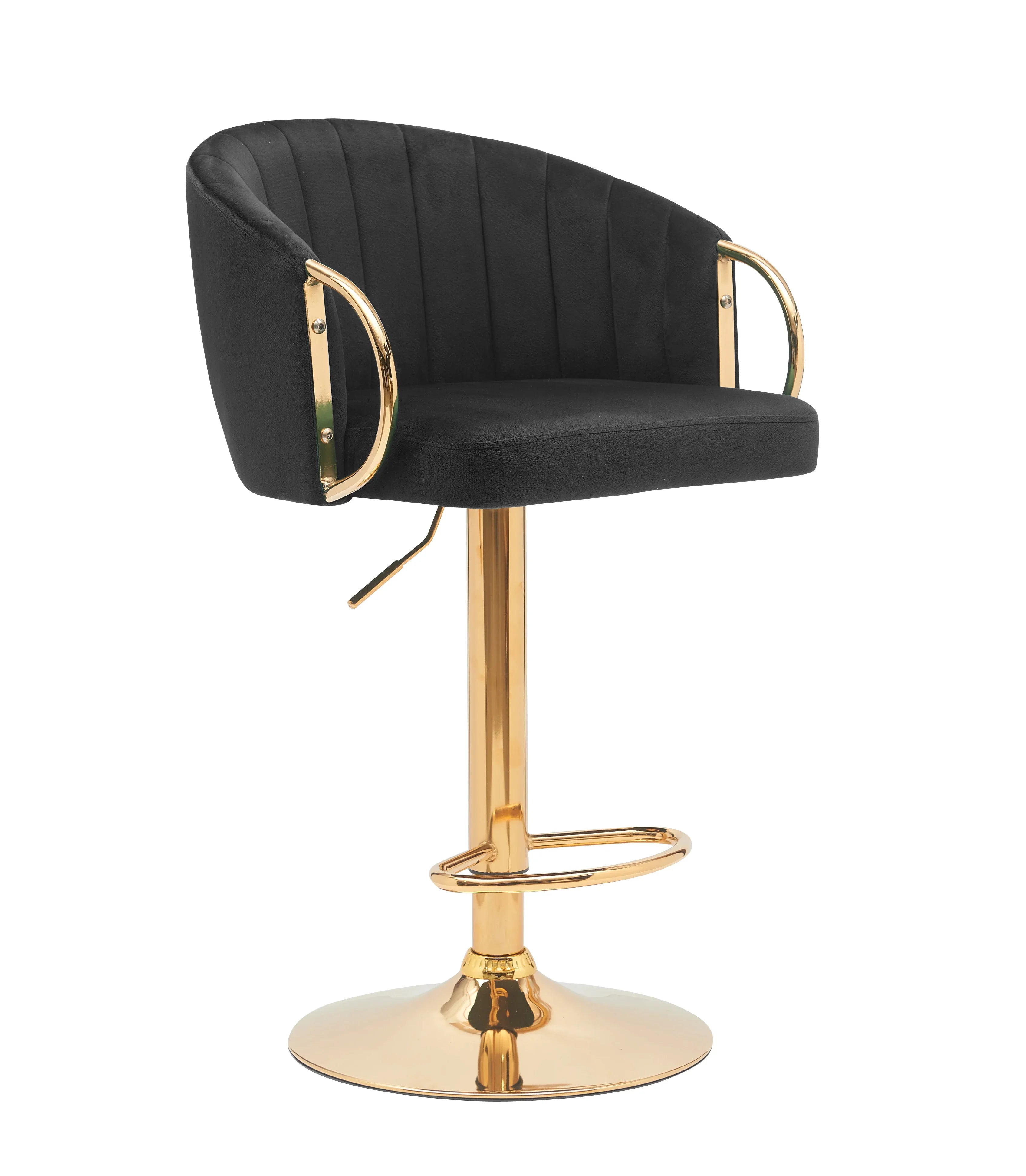 Black and gold bar stool on a white background