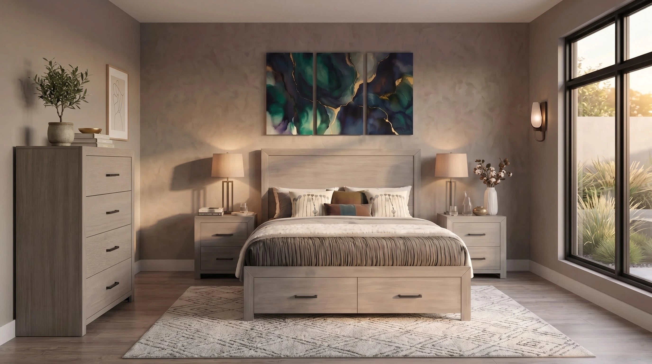 Canyon 4 Piece Grey Tallboy Bedroom Suite
