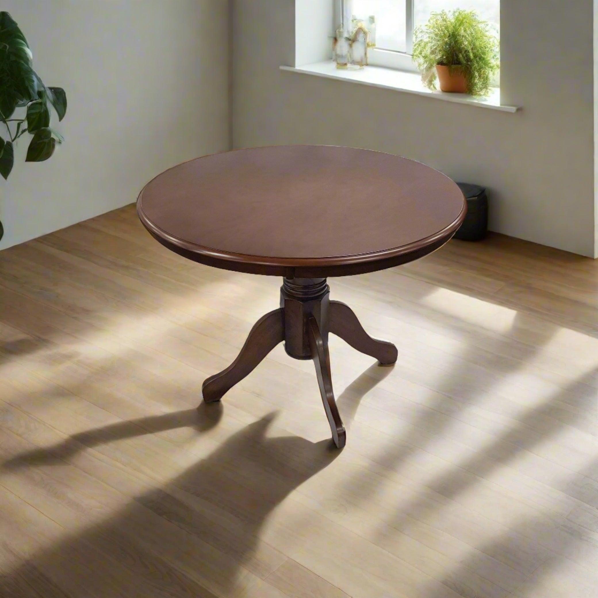 Stylish and compact round wood Dallaya Dining Table - The A2Z Furniture