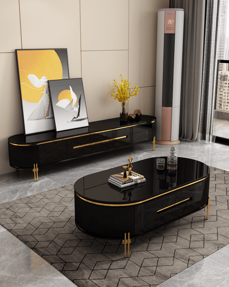 Dazzle Modern Black and Gold TV Unit - The A2Z Furniture