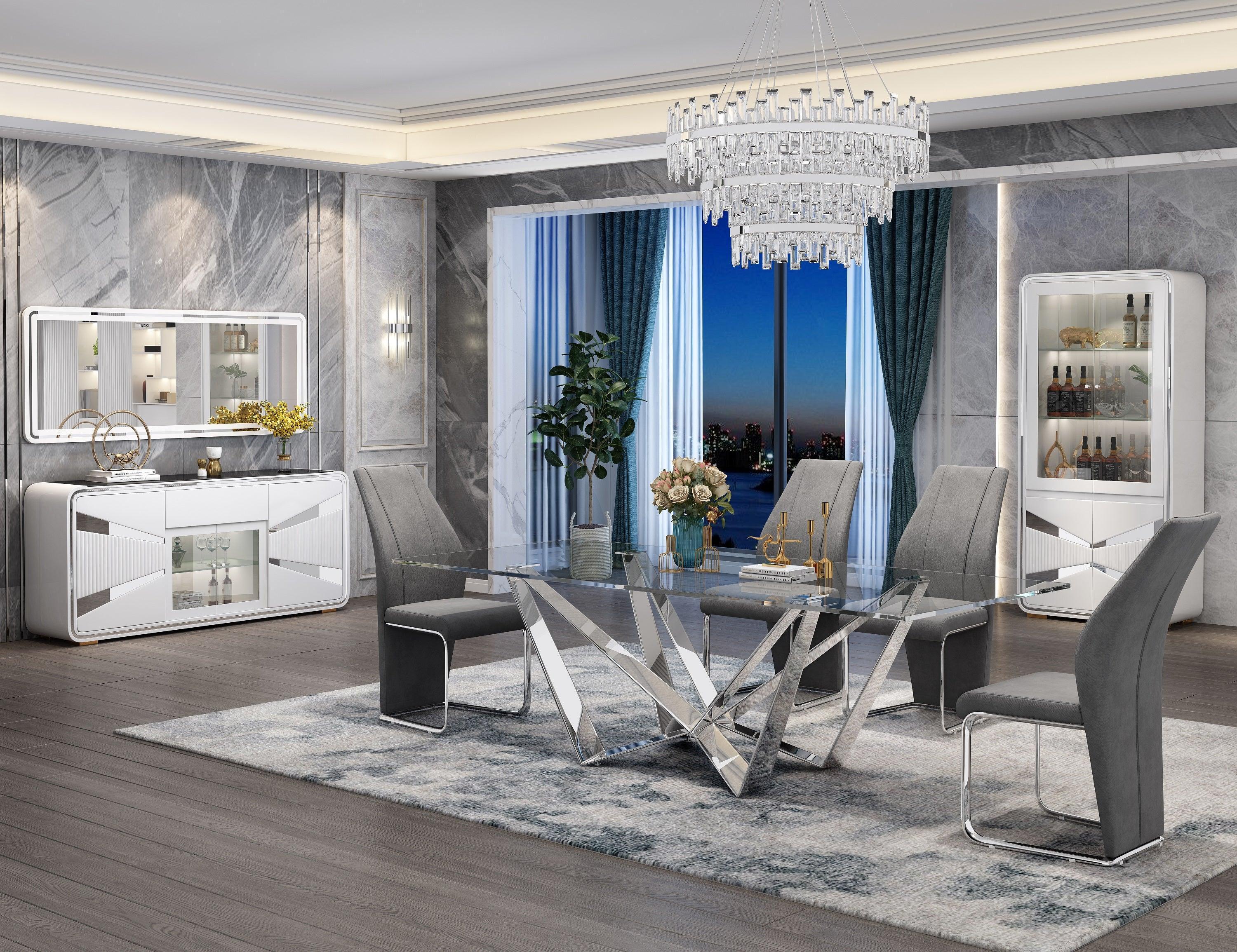 Diamond 8 Seater Glass Dining Table - Modern Luxury - The A2Z Furniture