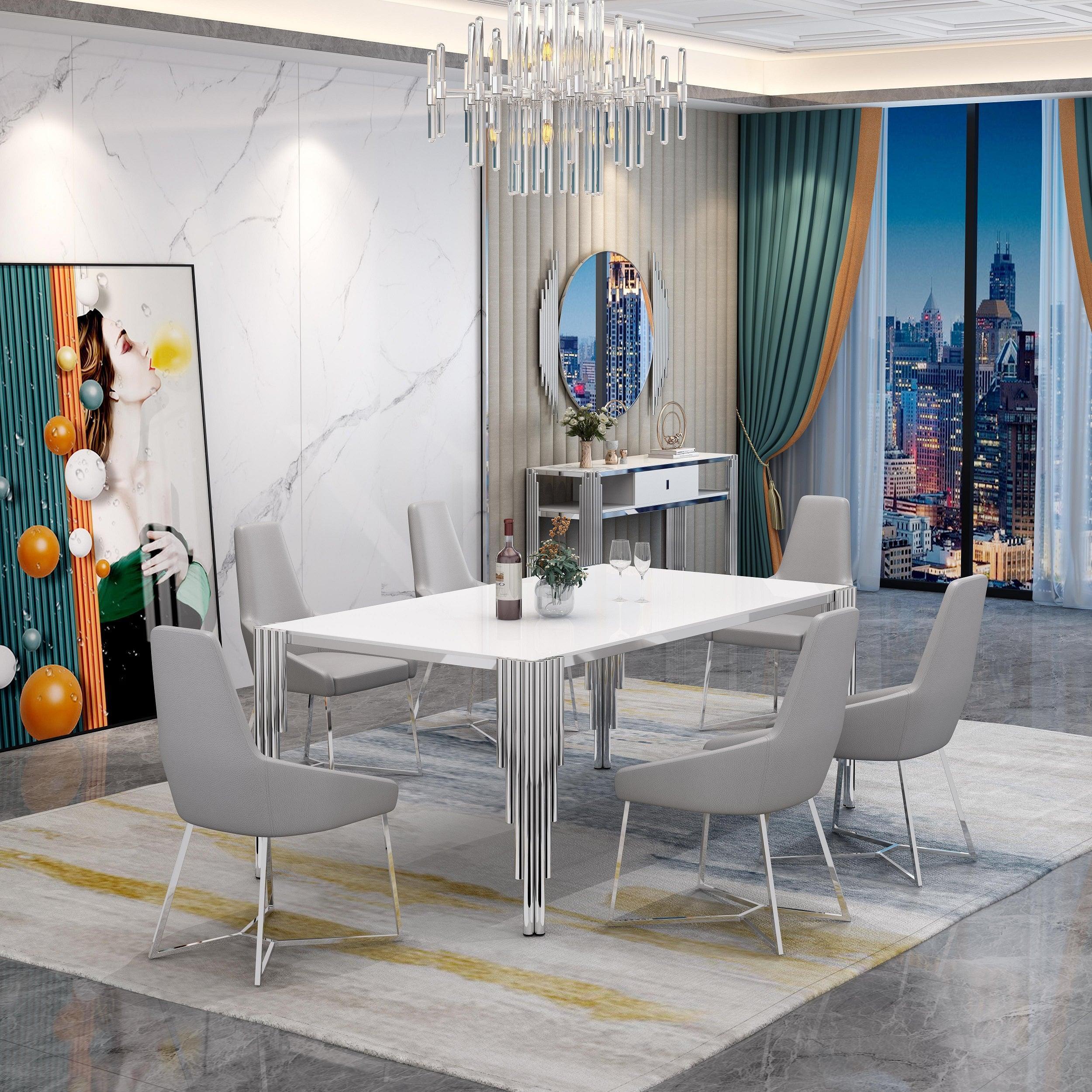 Douglas Dining Table - Modern Glass Top Dining Table from The A2Z Furniture