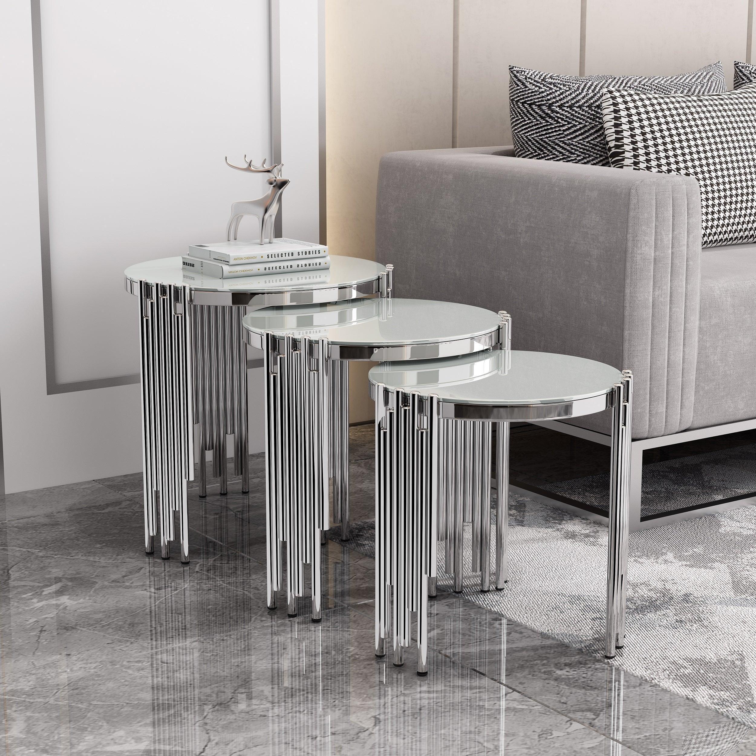 Shop Douglas NT100 Nest Table Set - Modern Round Design & Glass Top