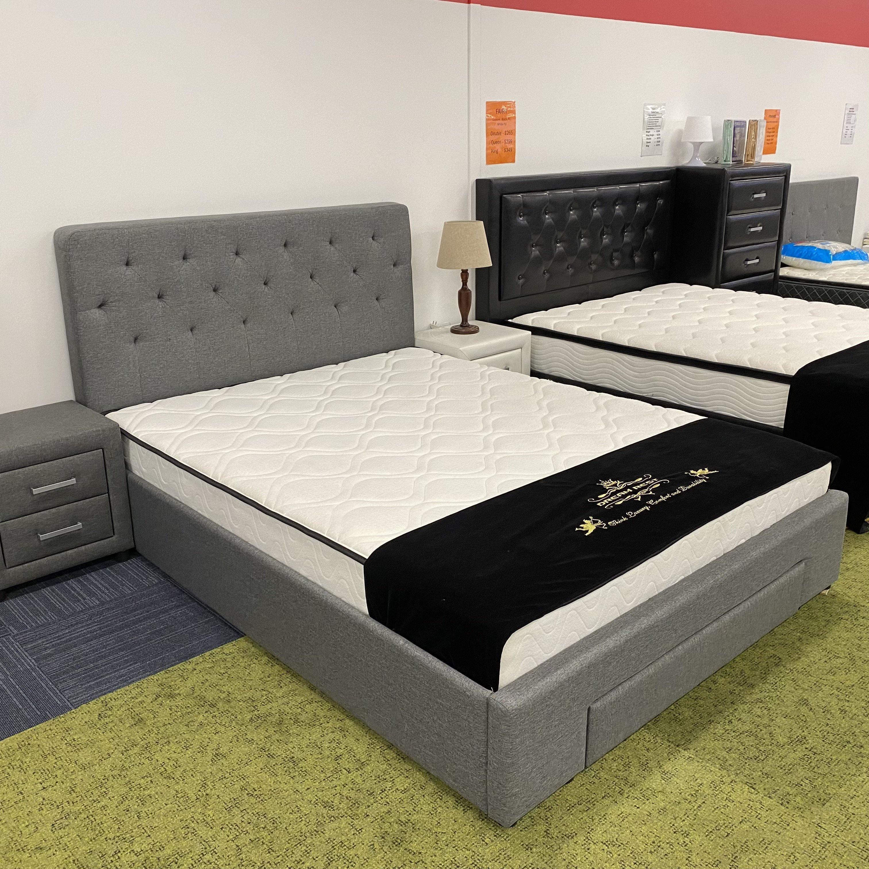 Fabulous Fabric Bed Frame with Underbed Storage in Grey by The A2Z Furniture