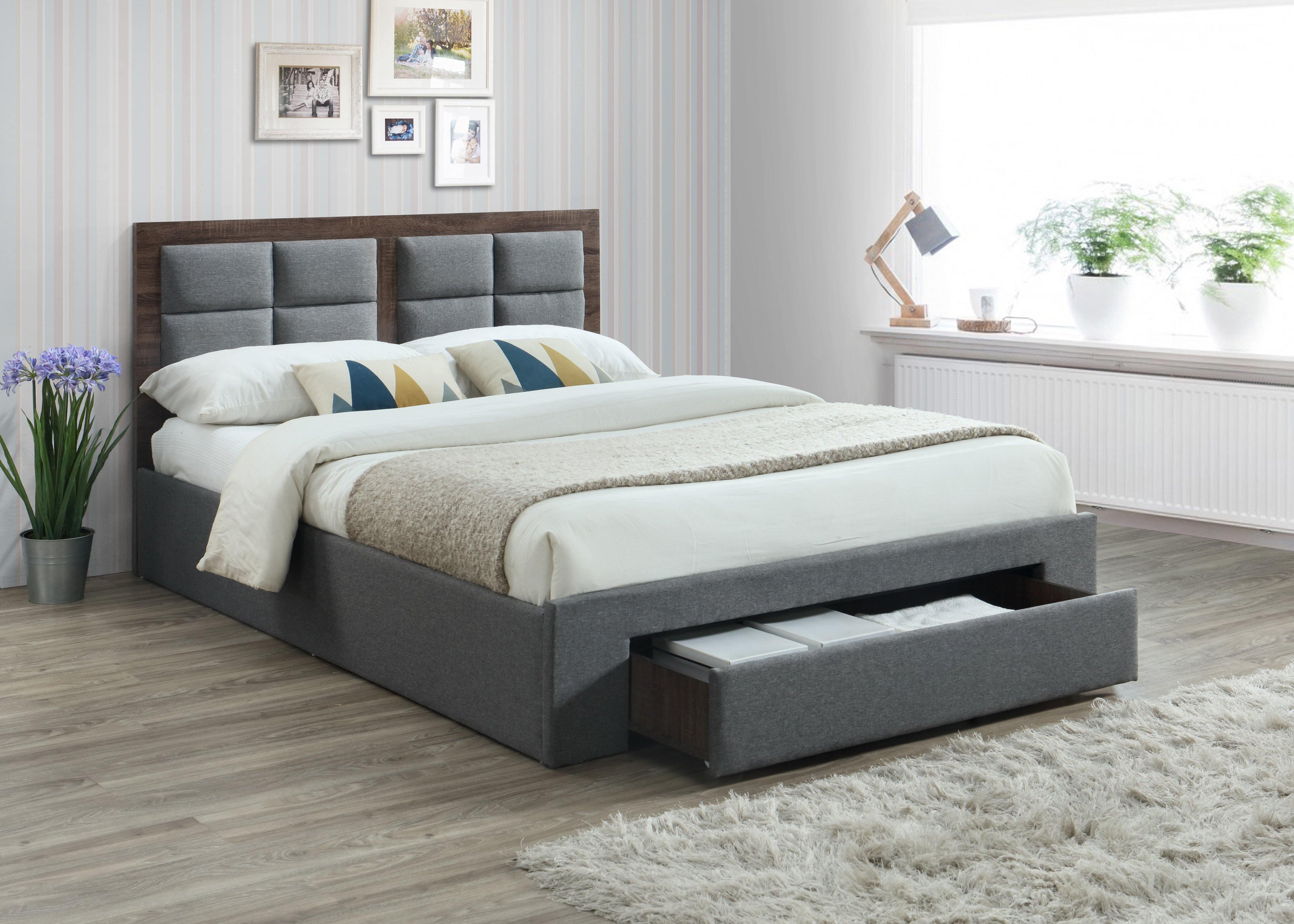 Flame Fabric Bed with Storage - Grey Upholstered Bed with Convenient Drawer for Extra Storage- The A2Z Furniture