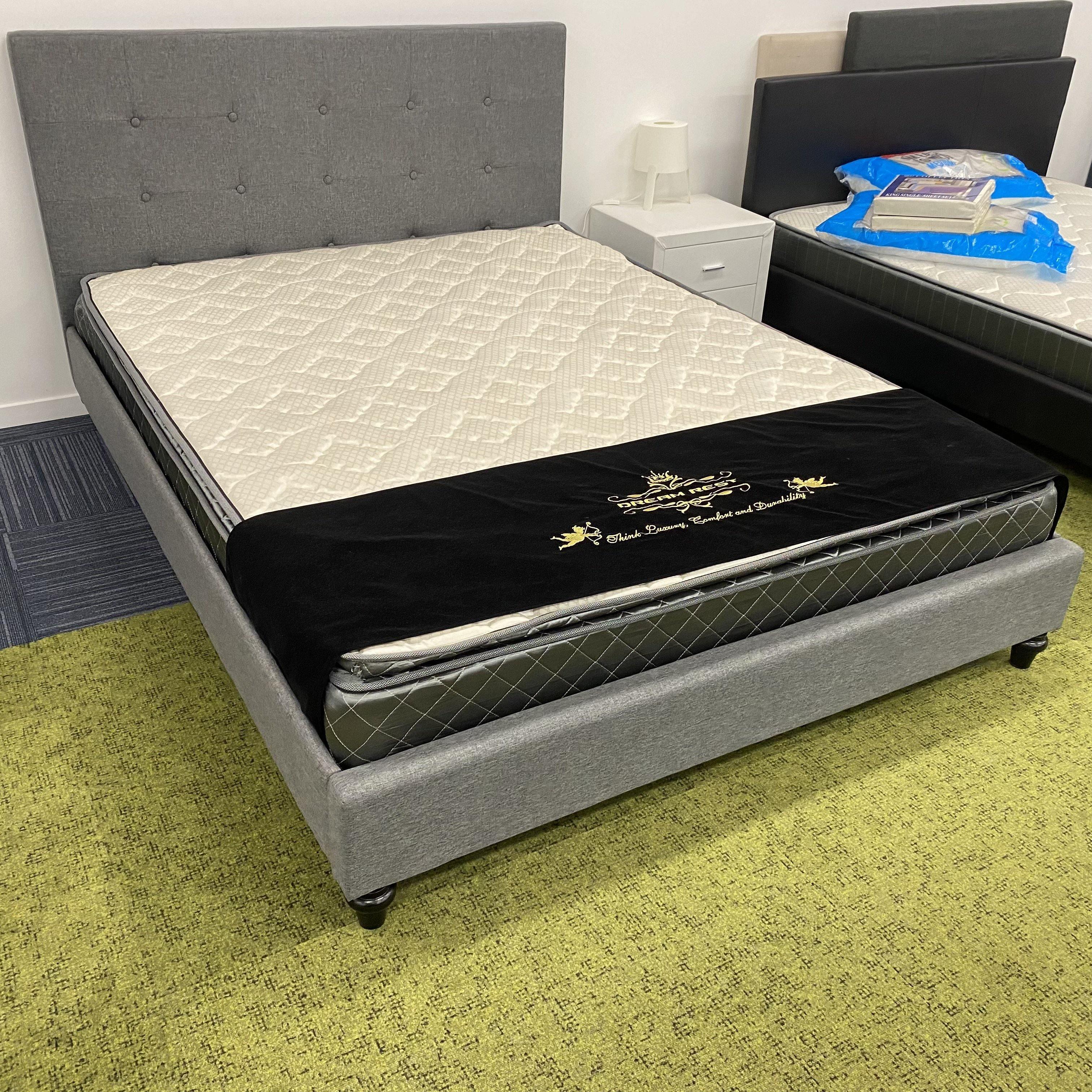Franco Fabric Bed in Grey color, available in 5 sizes from The A2Z Furniture - affordable and stylish addition to any bedroom