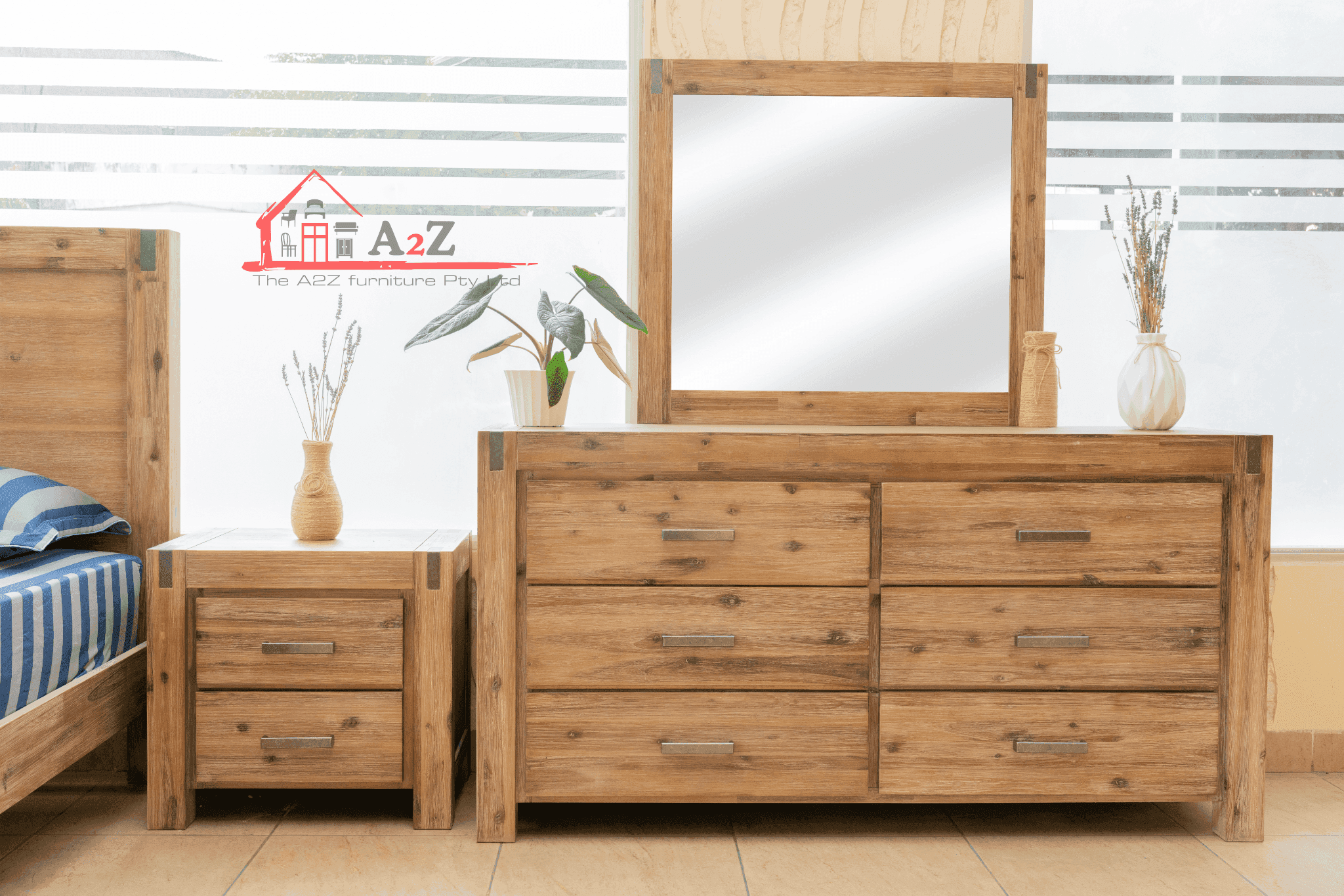 Jayden Bedroom Suite - Modern Contemporary Design - Solid Acacia Wood - Queen/King Size Options - The A2Z Furniture