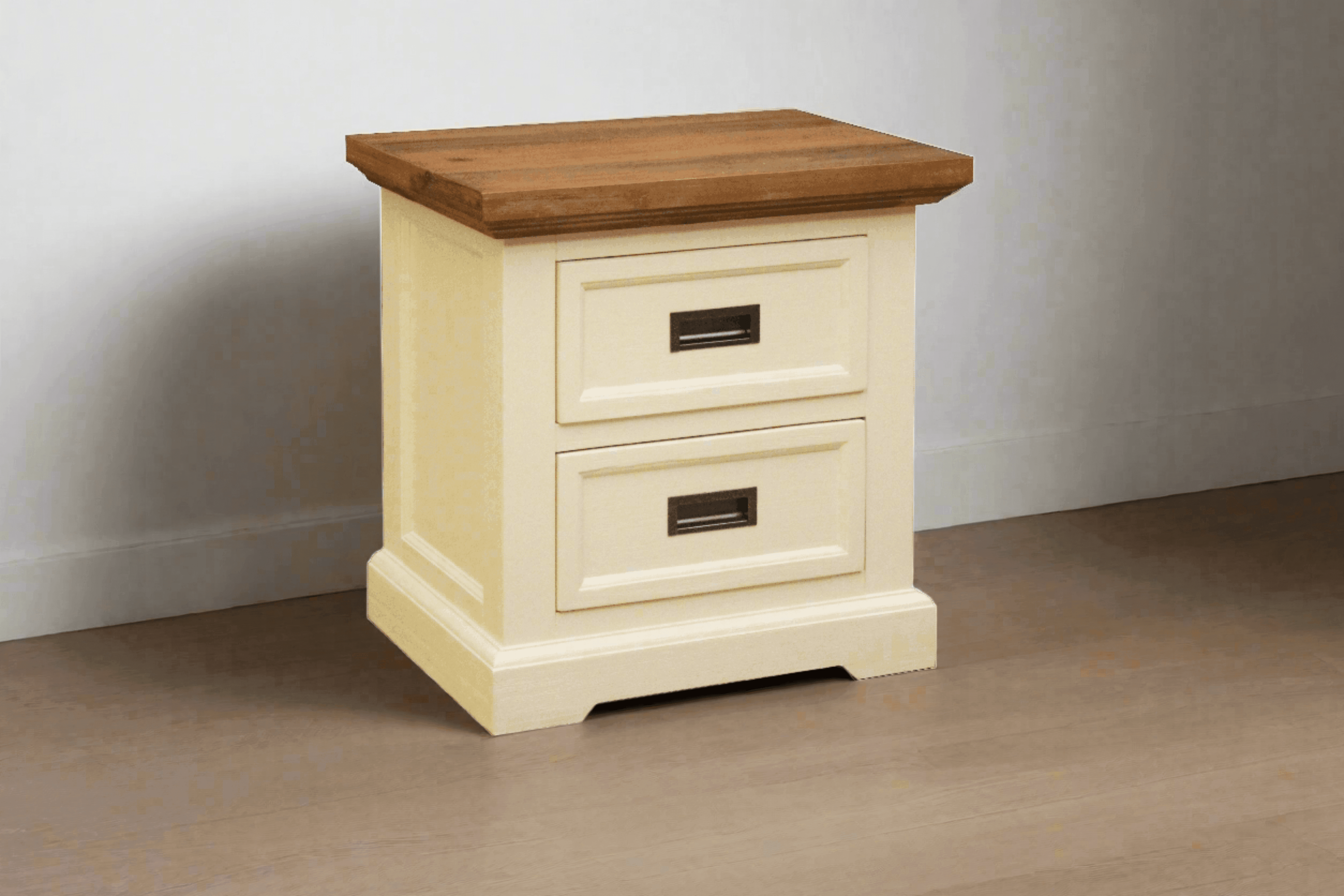 Modern Hamptons Jericho Bedside Table with 2 Drawers - The A2Z Furniture