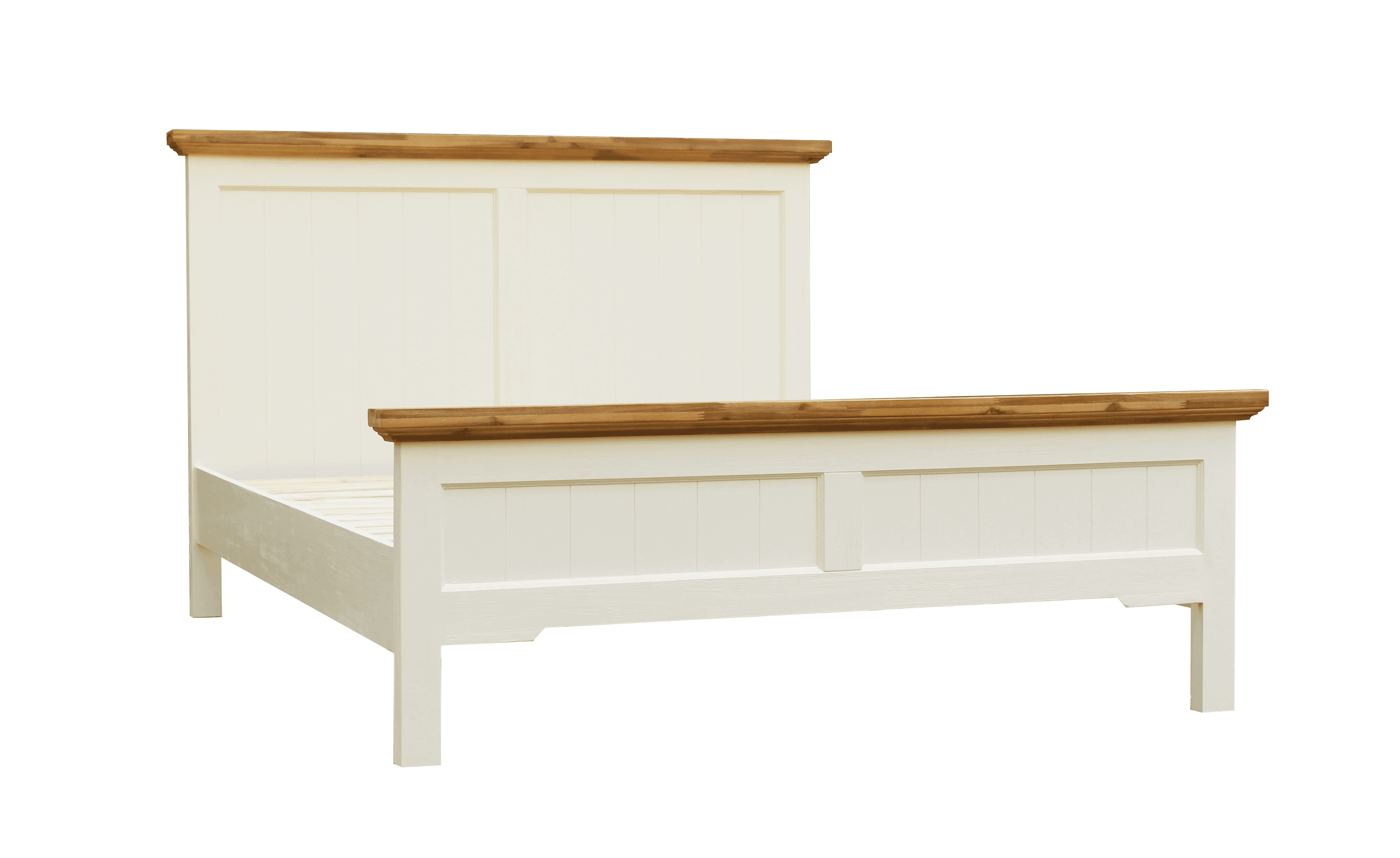 Hamptons style Jericho wooden bed made of solid Acacia wood with dual-tone finish, available in Queen and King sizes from The A2Z Furniture