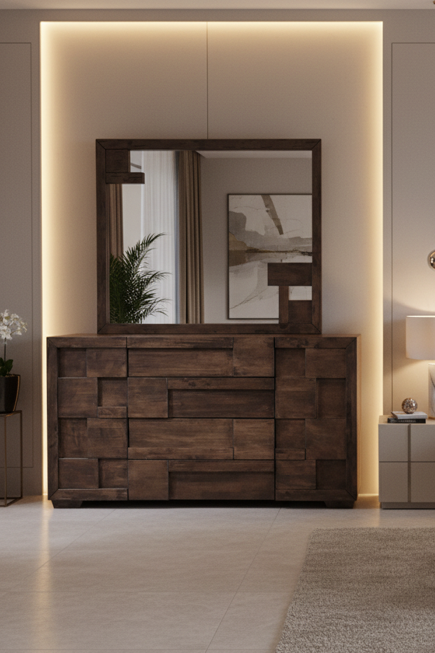 Modern Leone Dresser with Mirror - Bedroom Furniture - The A2Z Furniture
