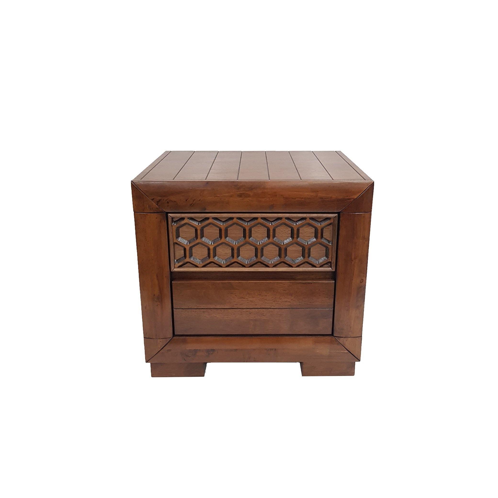 Rustic antique wooden bedside table - Lucy Bedside Table by The A2Z Furniture