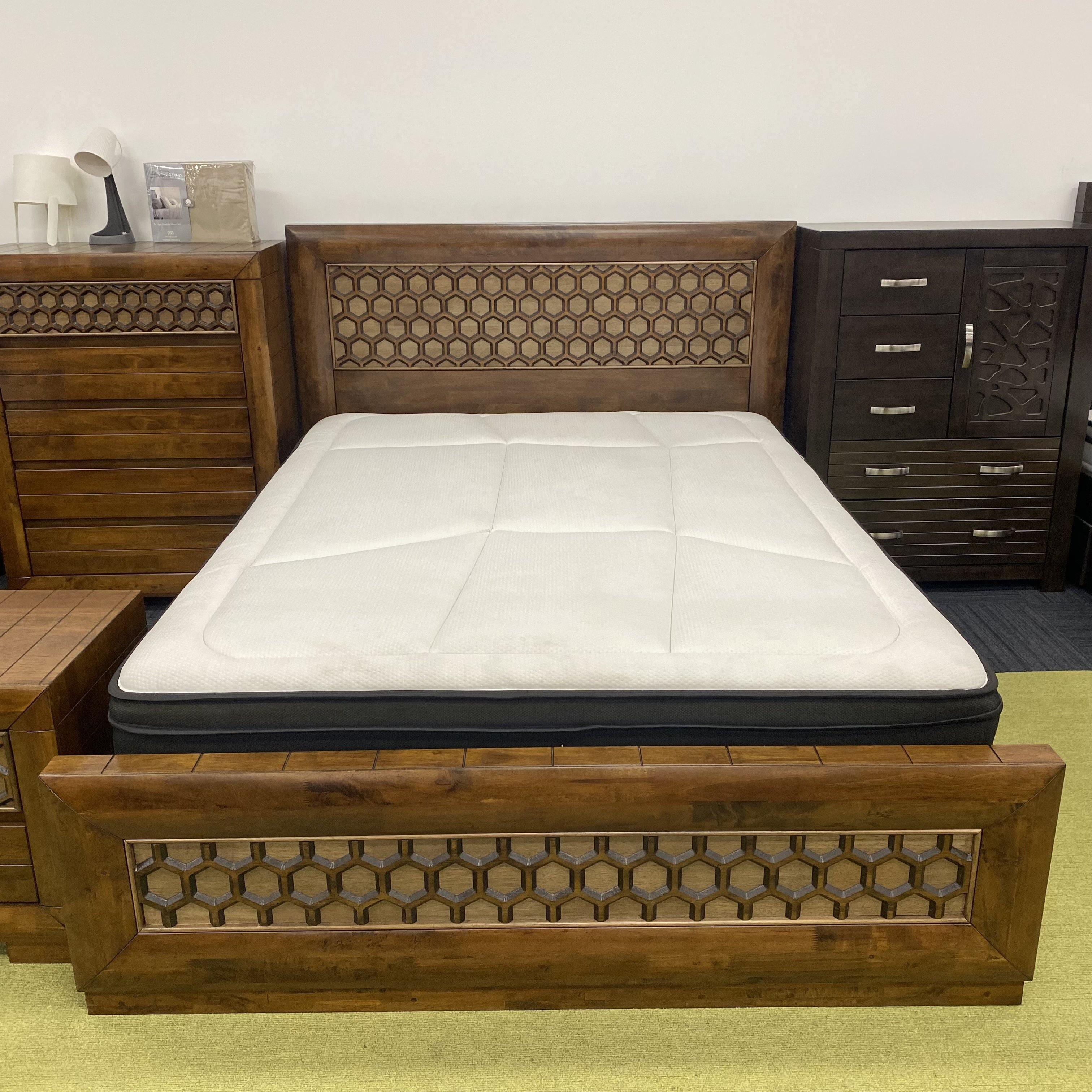 Lucy Wooden Gas Lift Bed with Storage in Rich Brown color - The A2Z Furniture