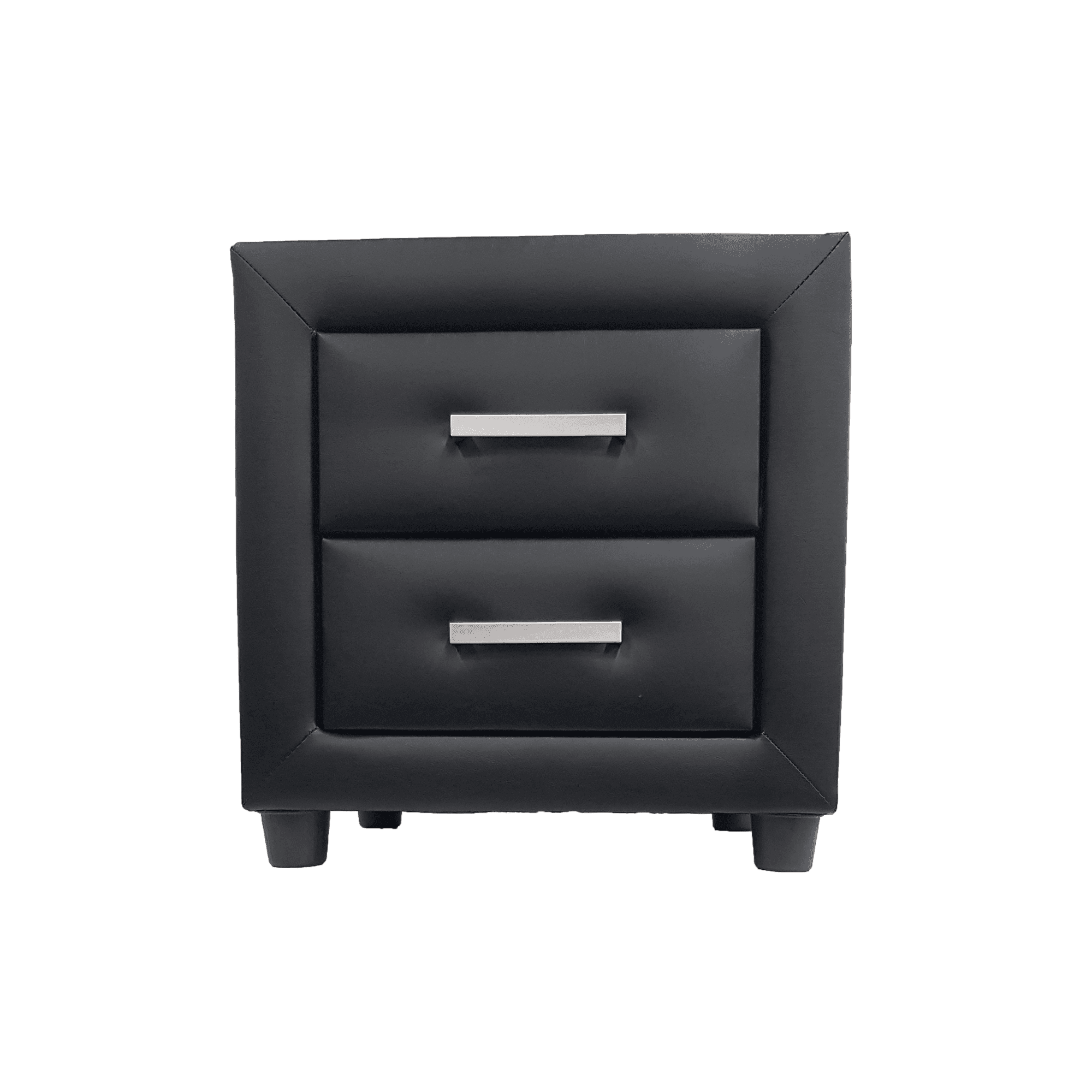 Black Modern PU Leather Bedside Table with Drawers - Sleek and Stylish Bedroom Furniture - The A2Z Furniture