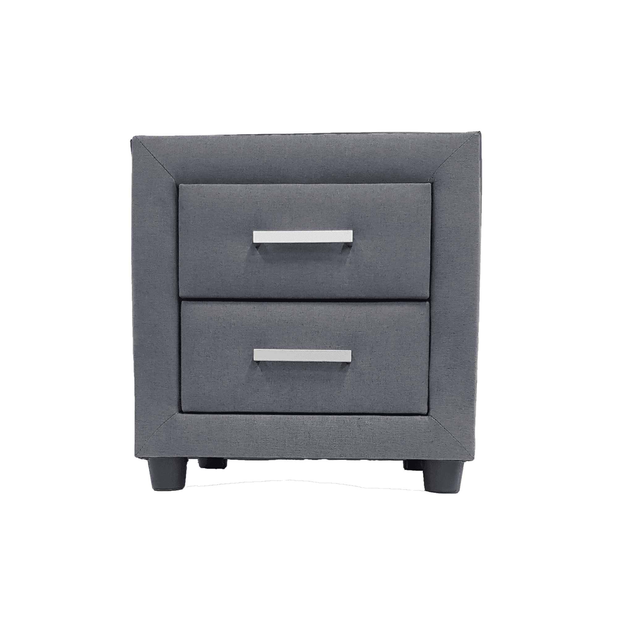 Majestic II Bedside Table - Modern Grey Fabric Upholstery, 2 Drawers, Easy Assembly - The A2Z Furniture