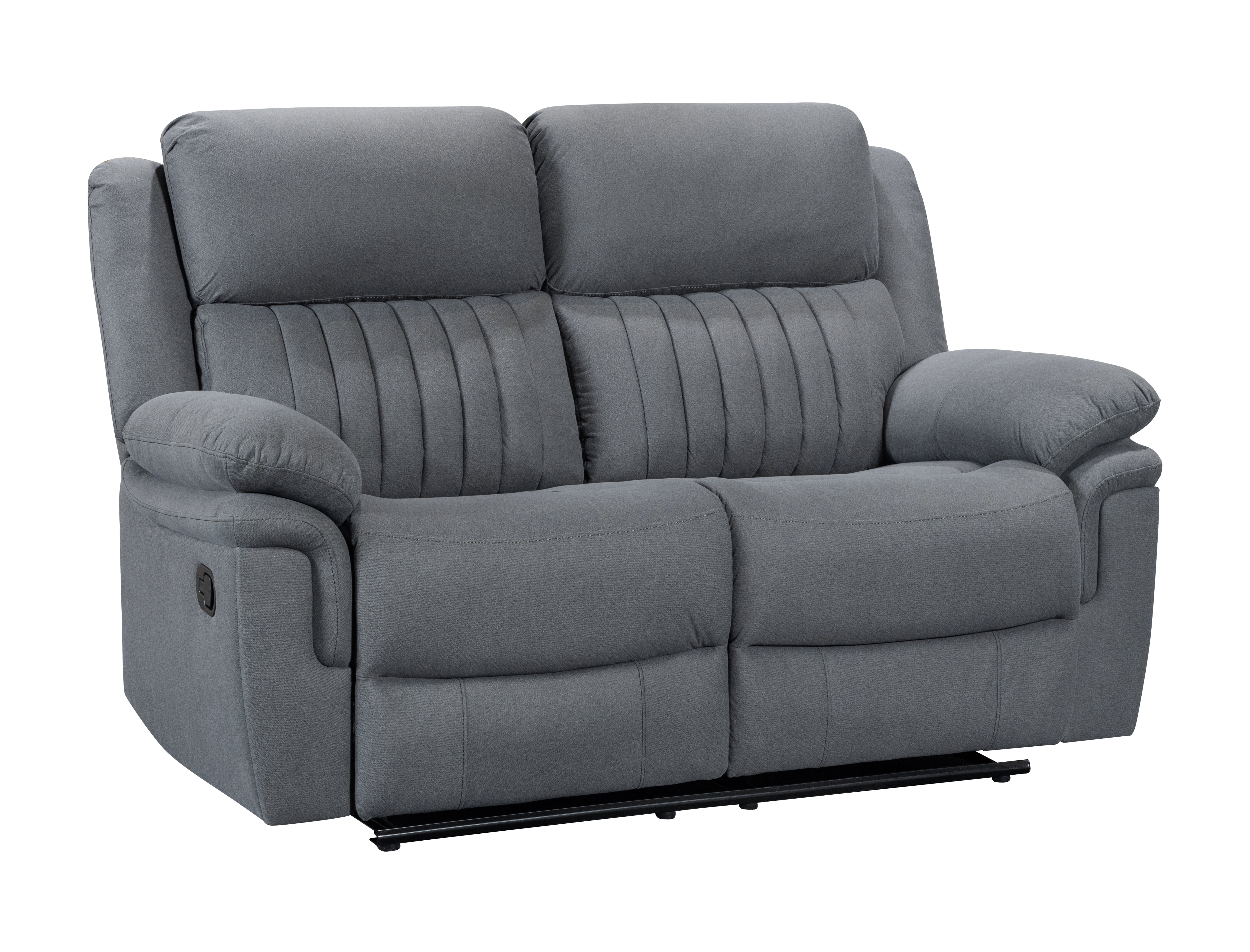 Gray reclining sofa on a white background