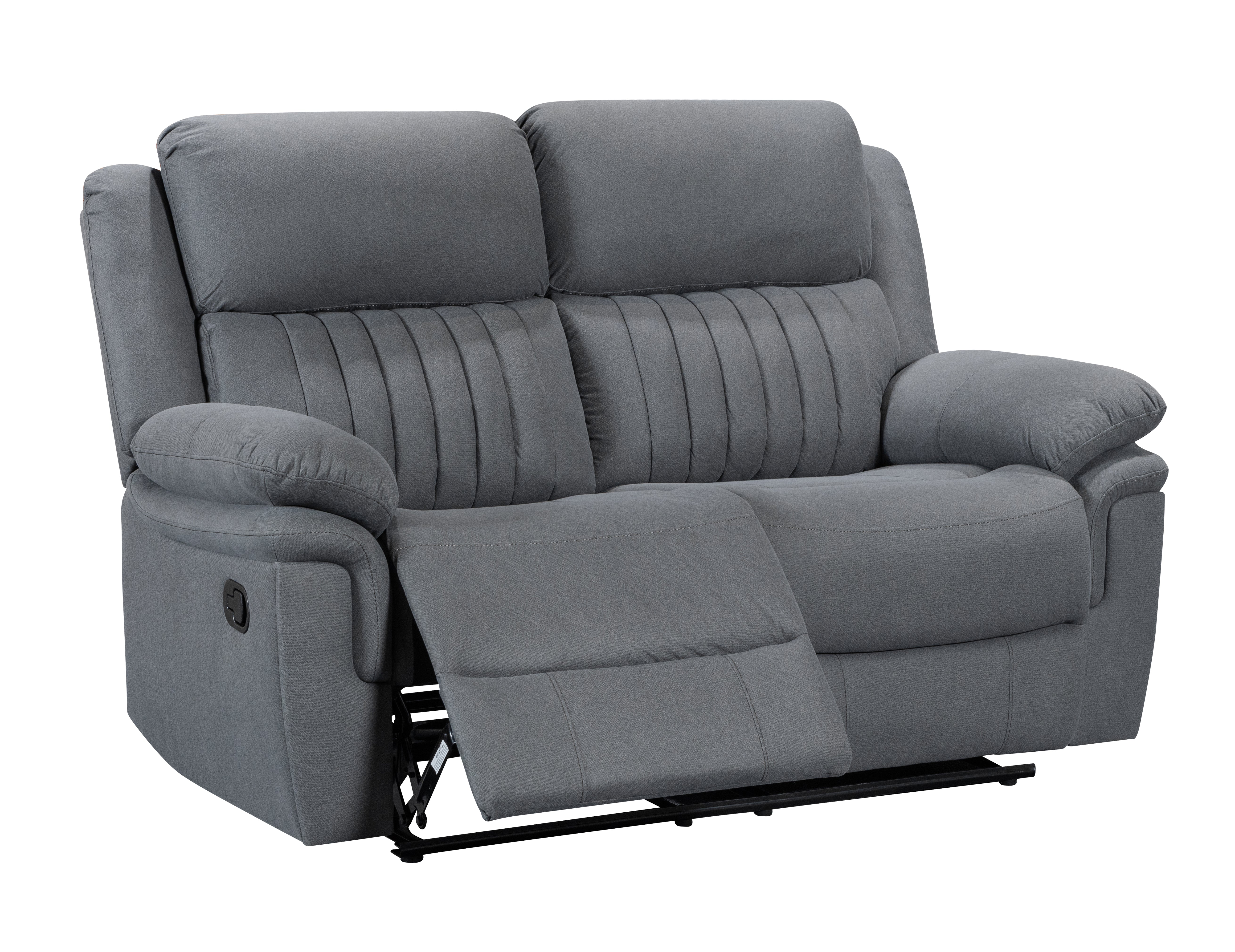 Gray reclining sofa on a white background