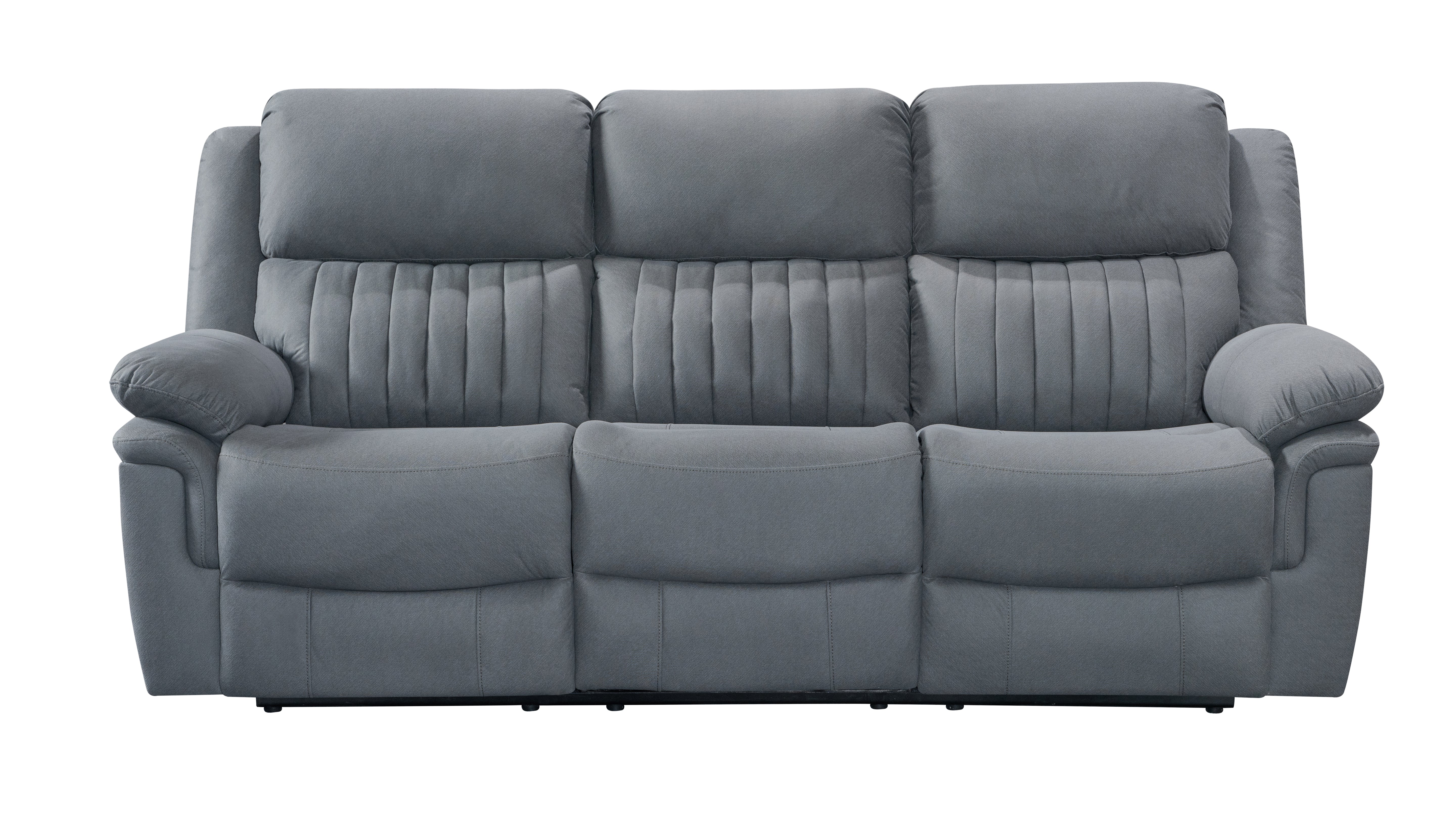 Gray sofa with reclining功能 on a white background