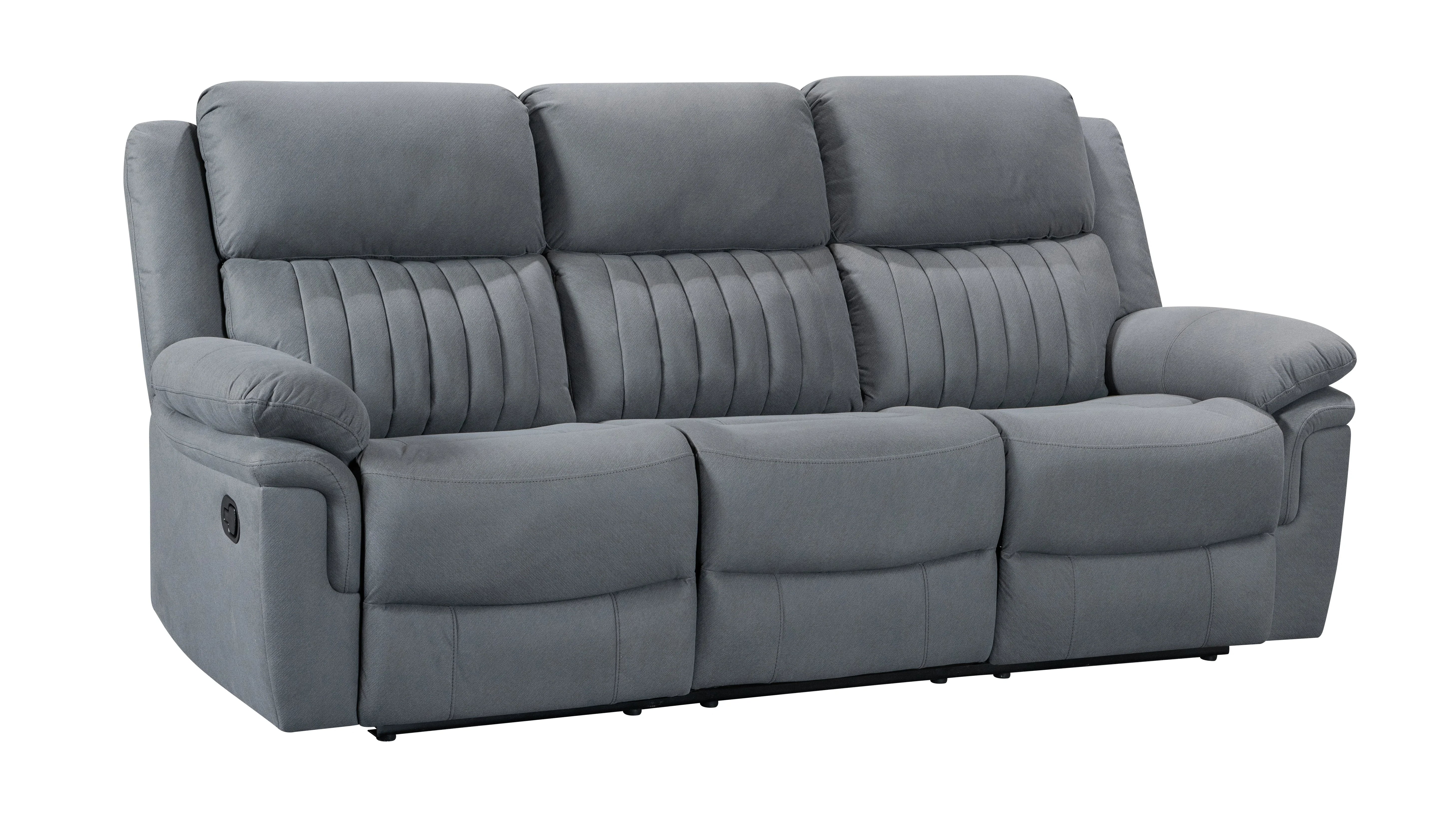 Gray reclining sofa on a white background