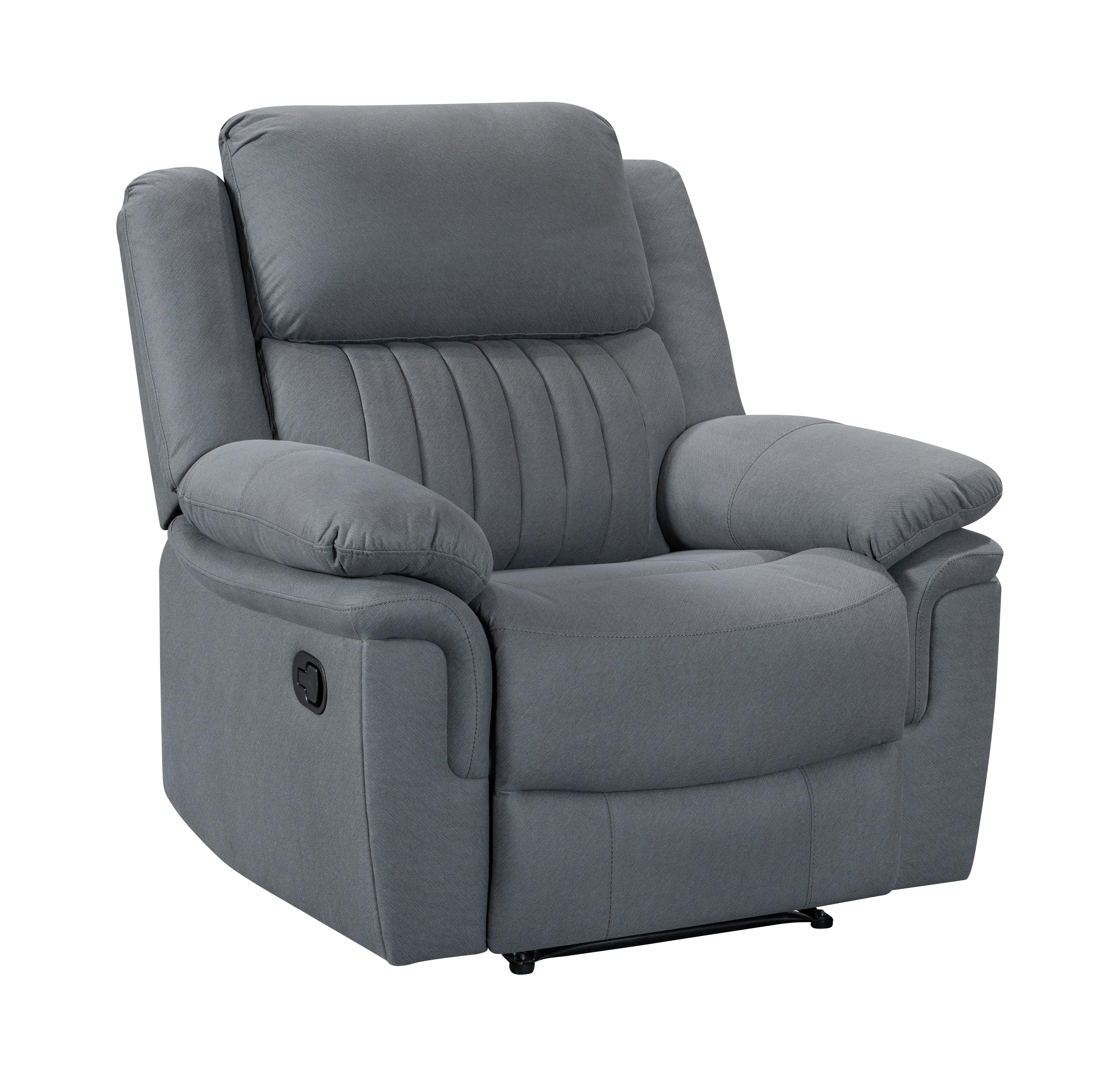 Gray recliner chair on a white background