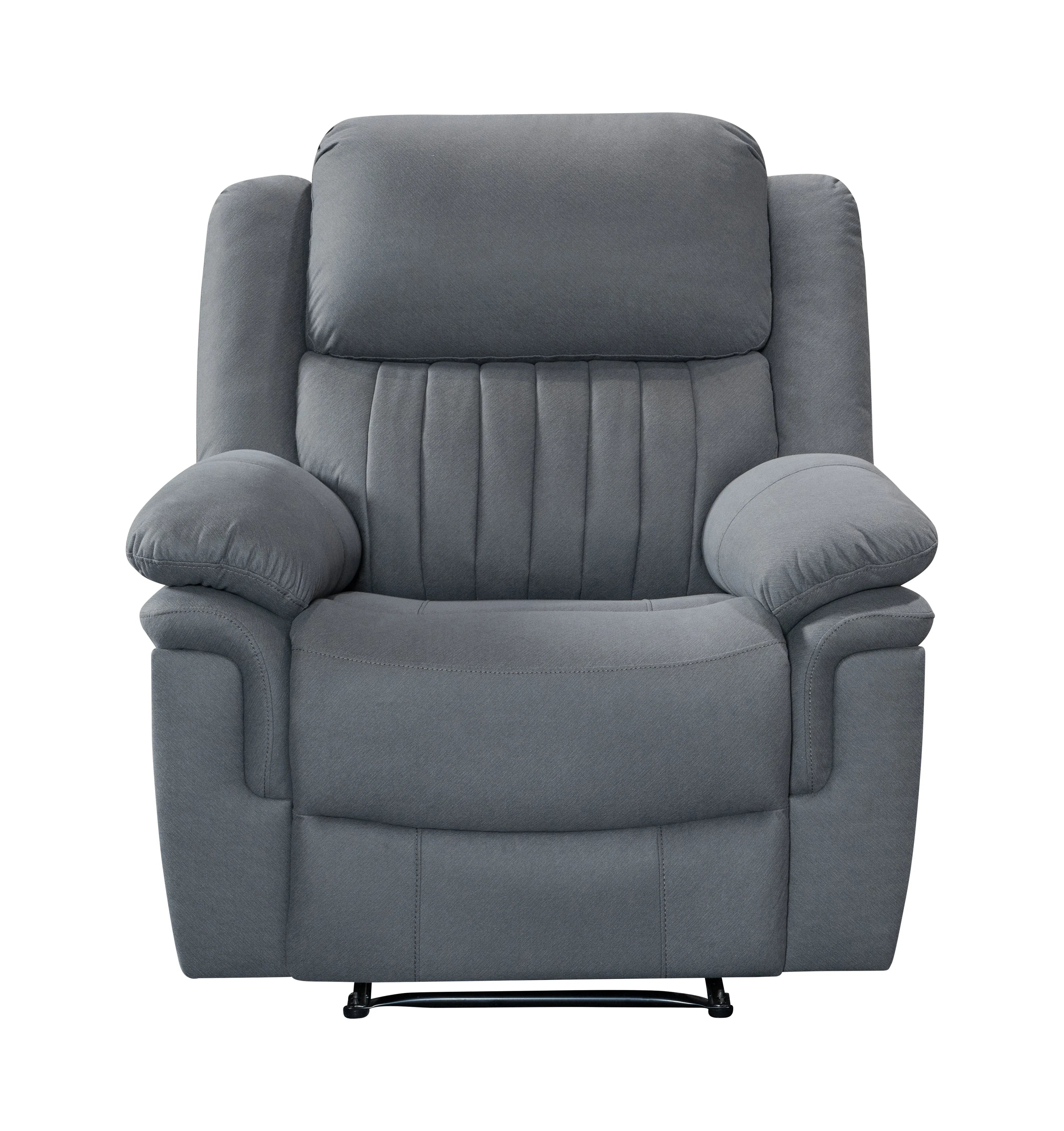 Gray recliner chair on a white background