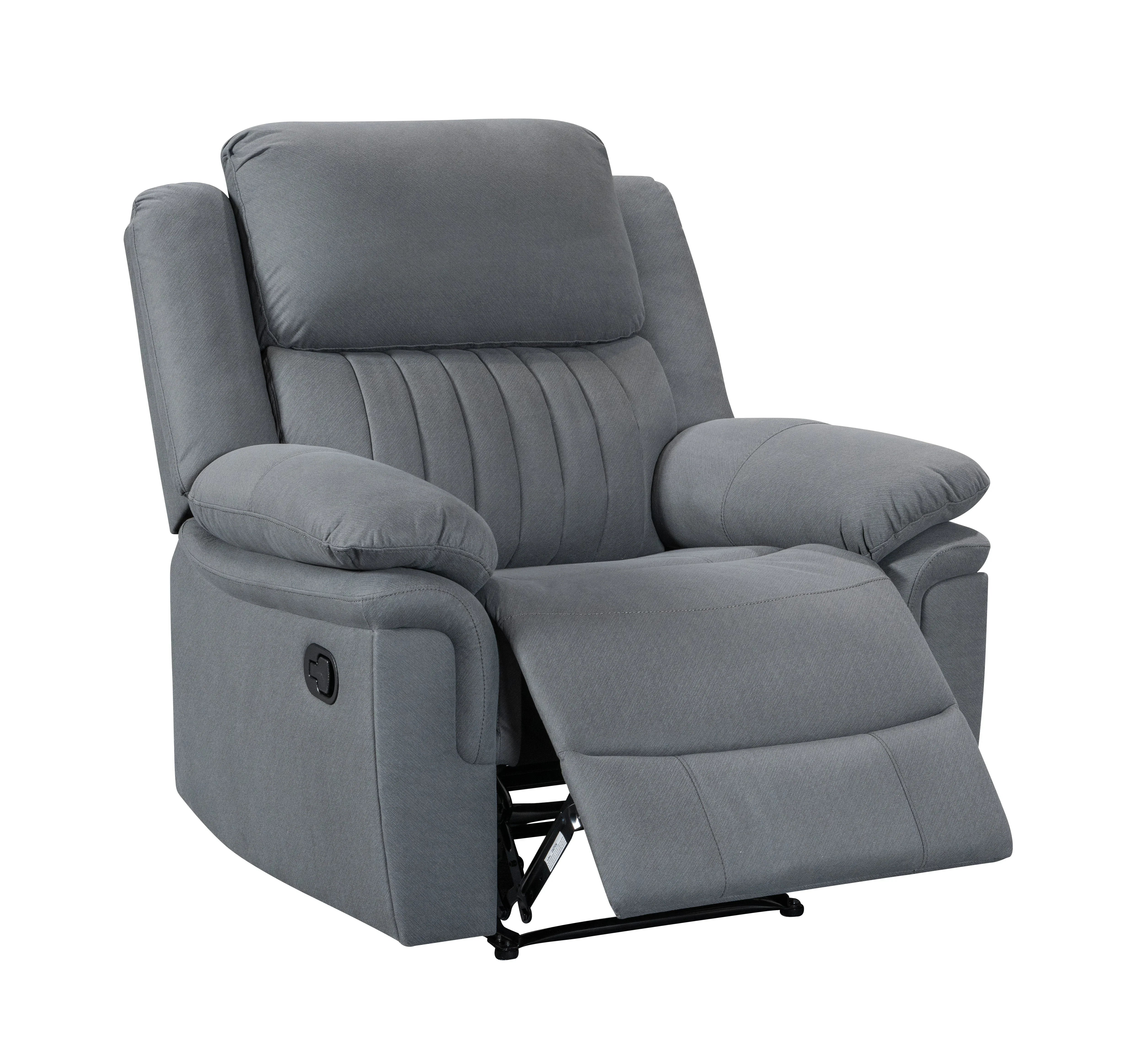 Gray recliner chair on a white background