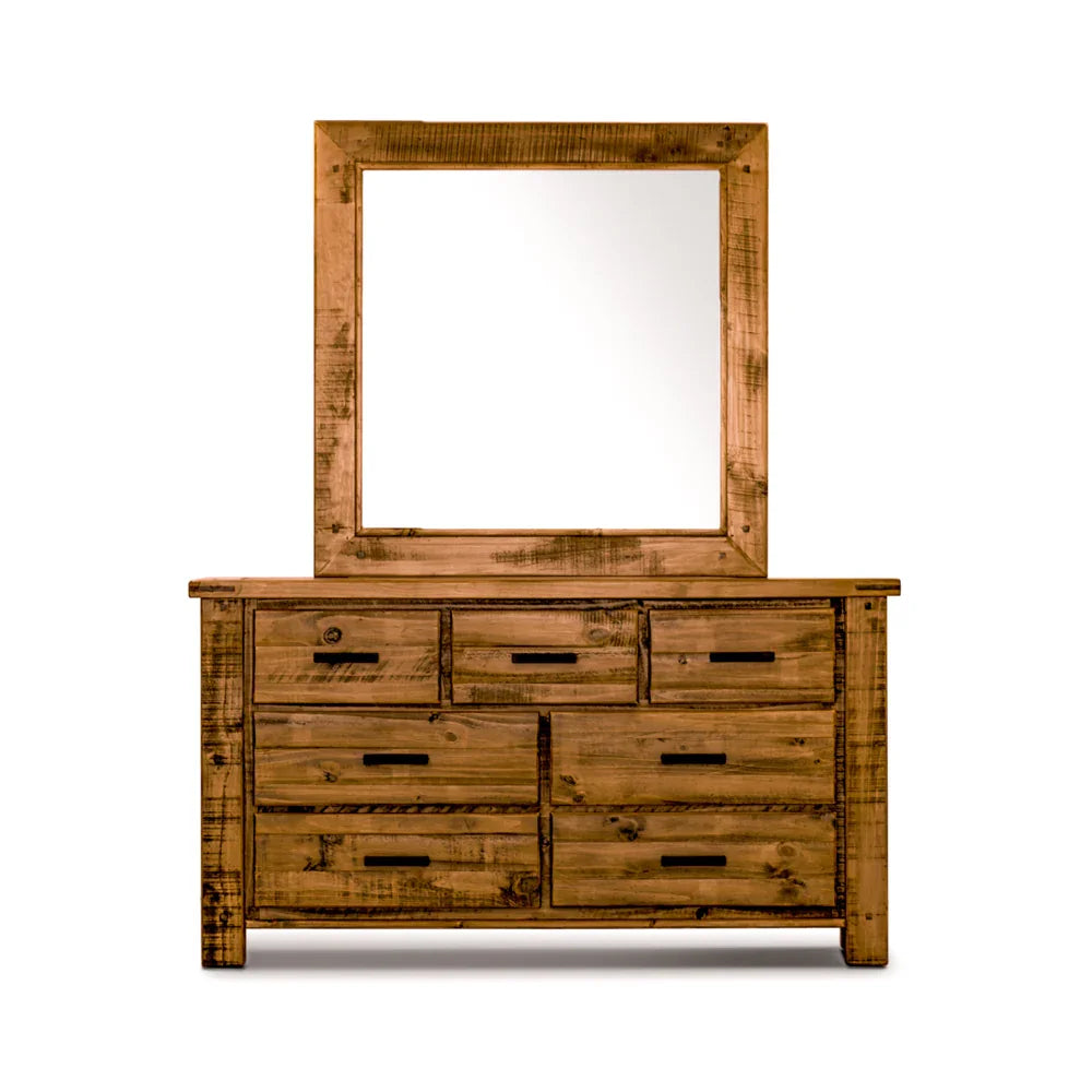 Outback Rustic Oak Dresser with Mirror โ The A2Z Furniture