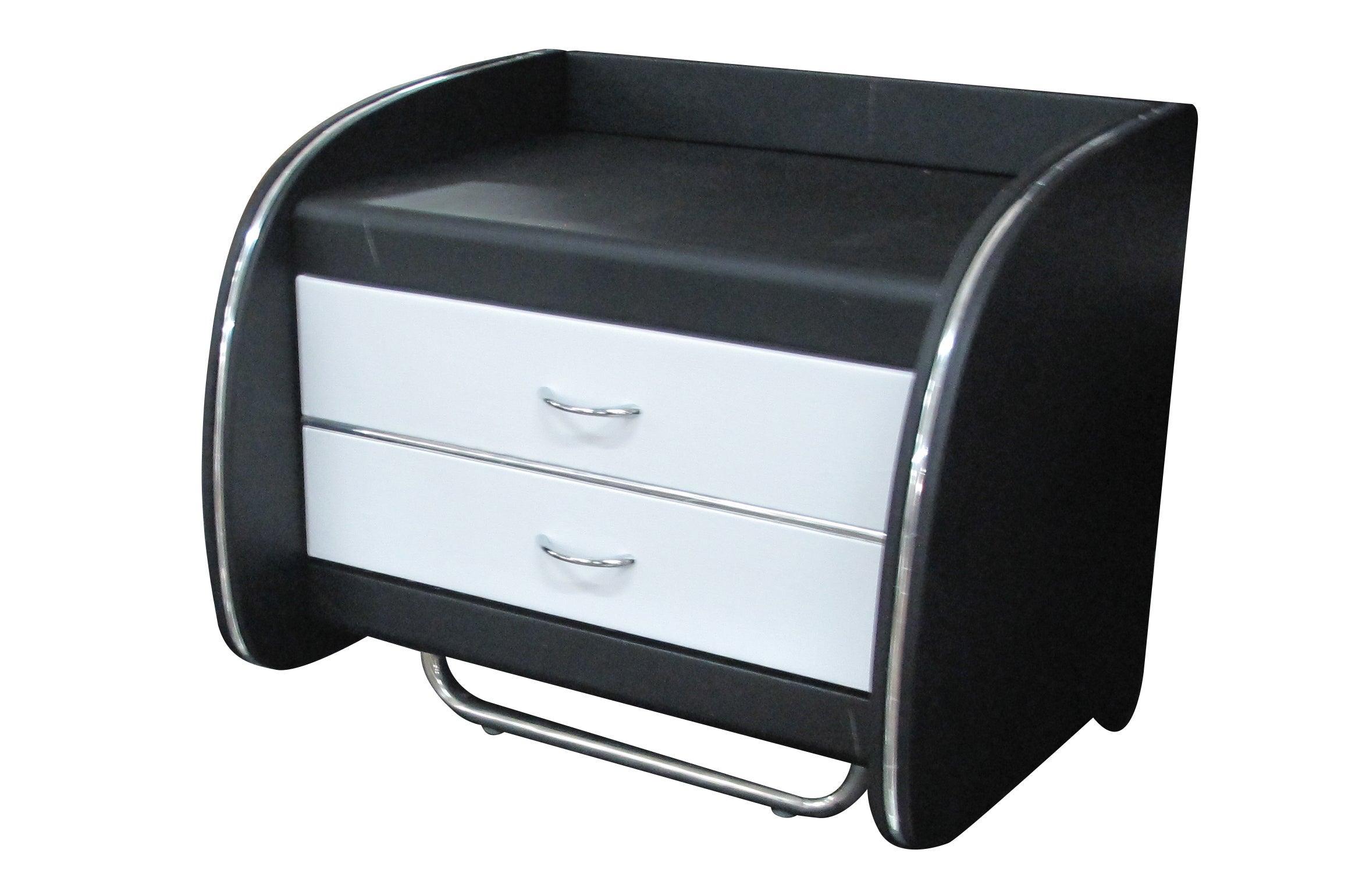 Modern Pandora Bedside Table in Black and White - Smart Storage and Sleek Design
