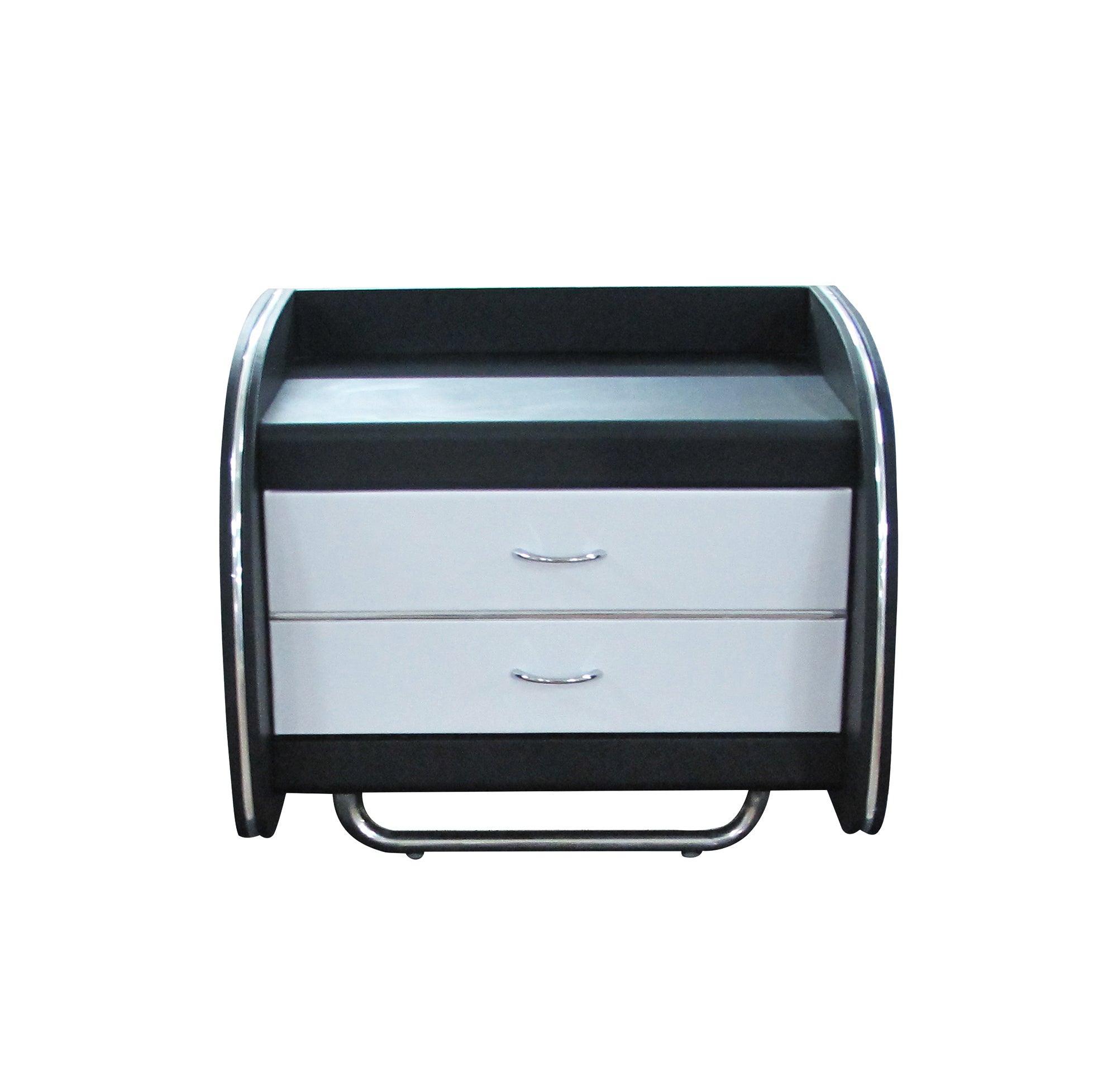 Modern Pandora Bedside Table in Black and White - Smart Storage and Sleek Design