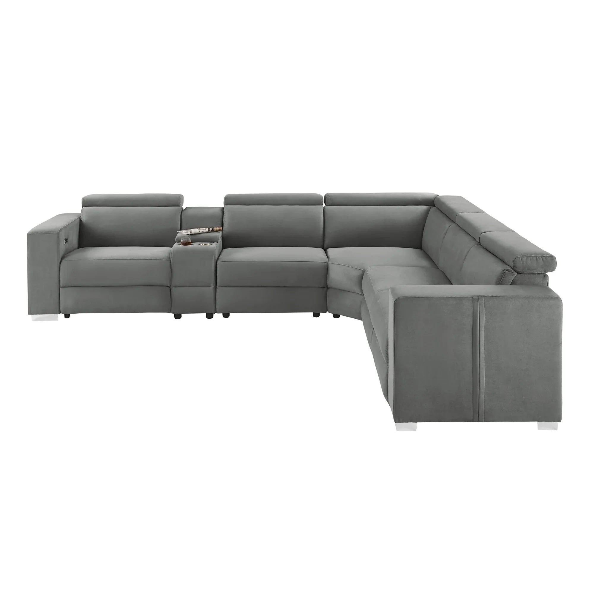 Gray sectional sofa on a white background