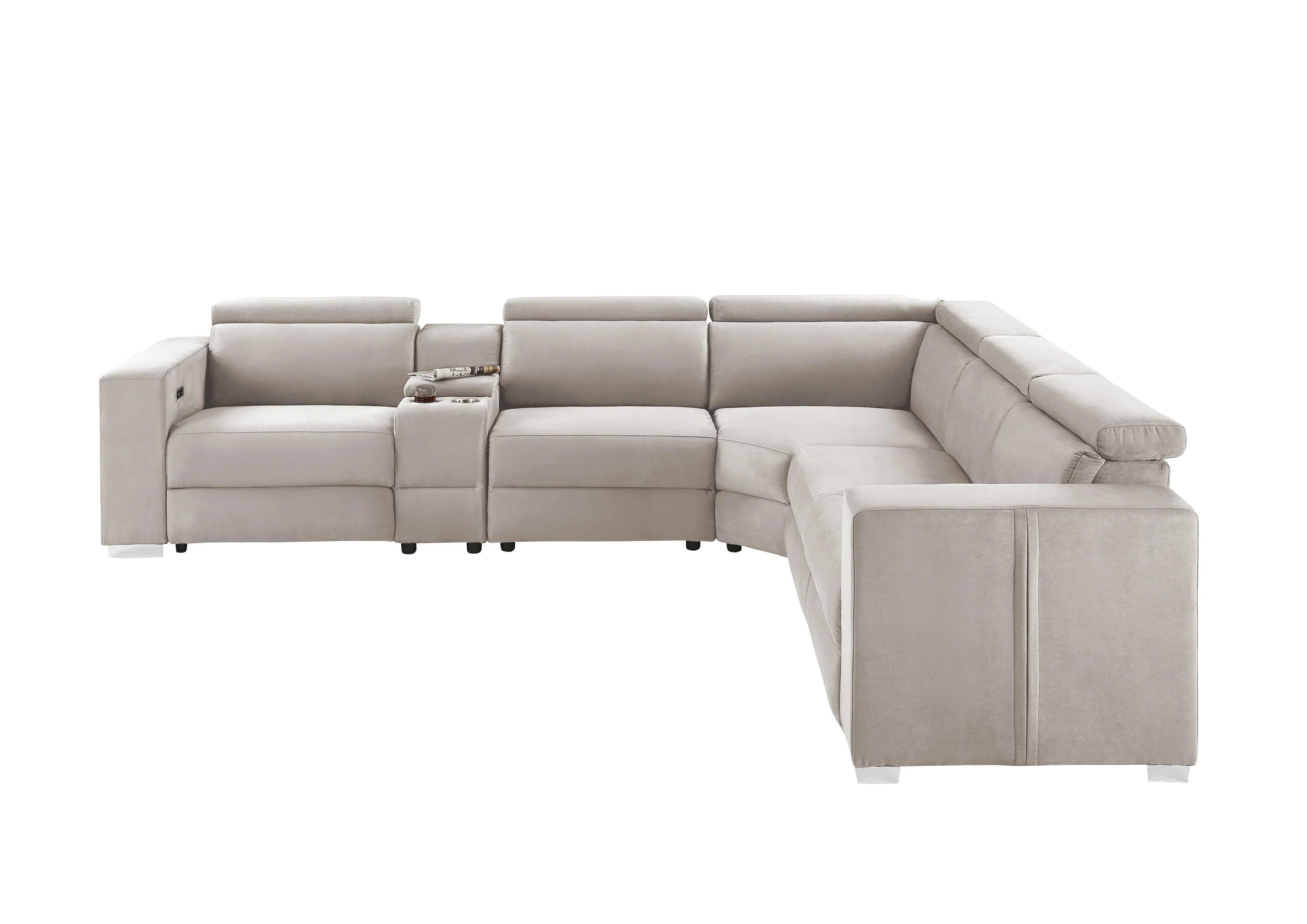Beige sectional sofa on a white background