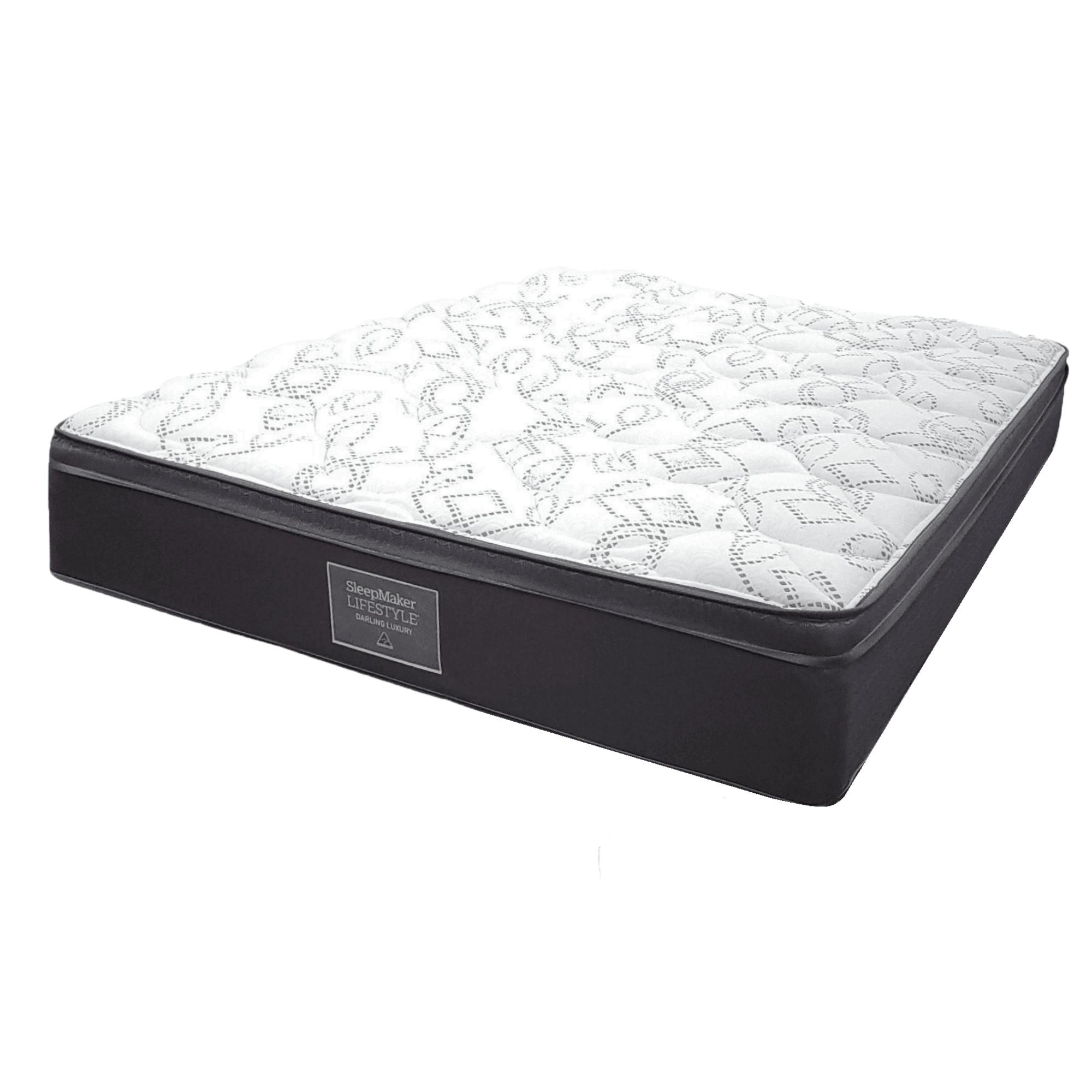 Luxury mattress with white patterned top and dark sides, ideal for bedroom comfort