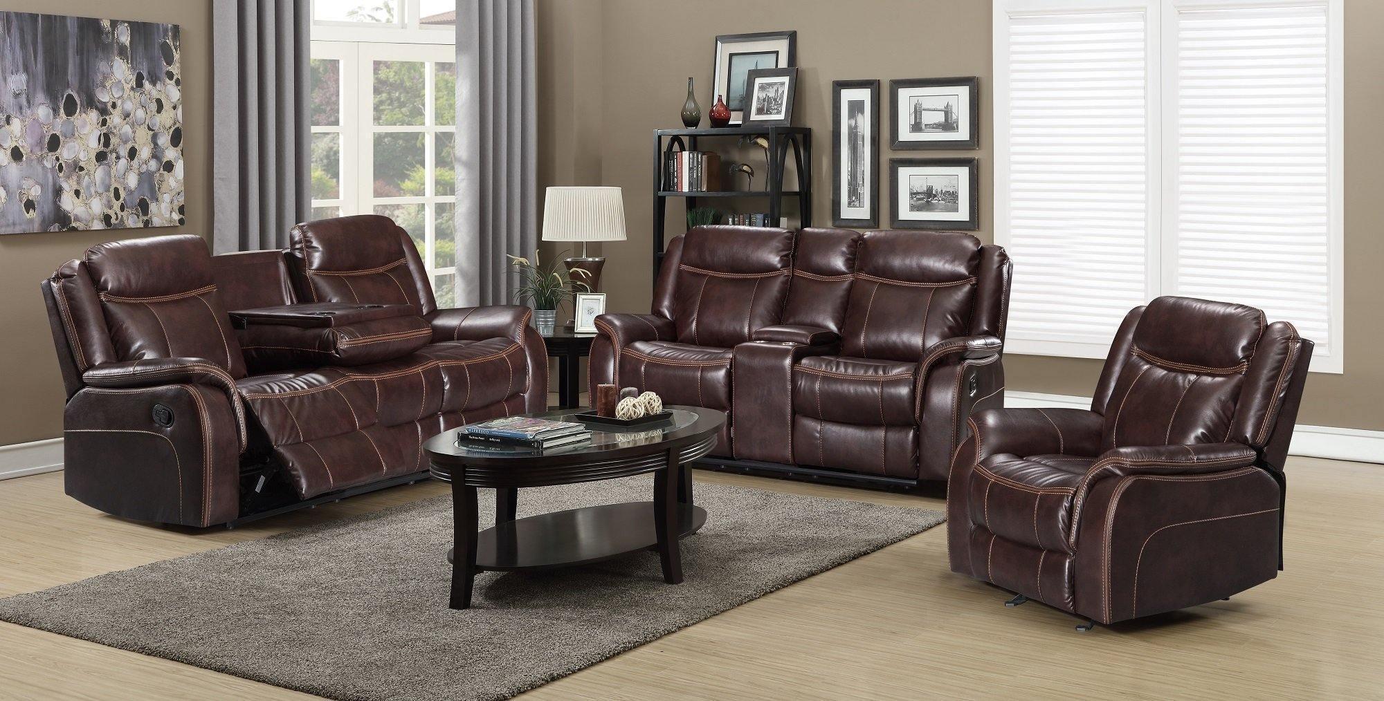 Sunshine 3+2 Seater Manual Recliner Lounge Suite in Brown Air Leather