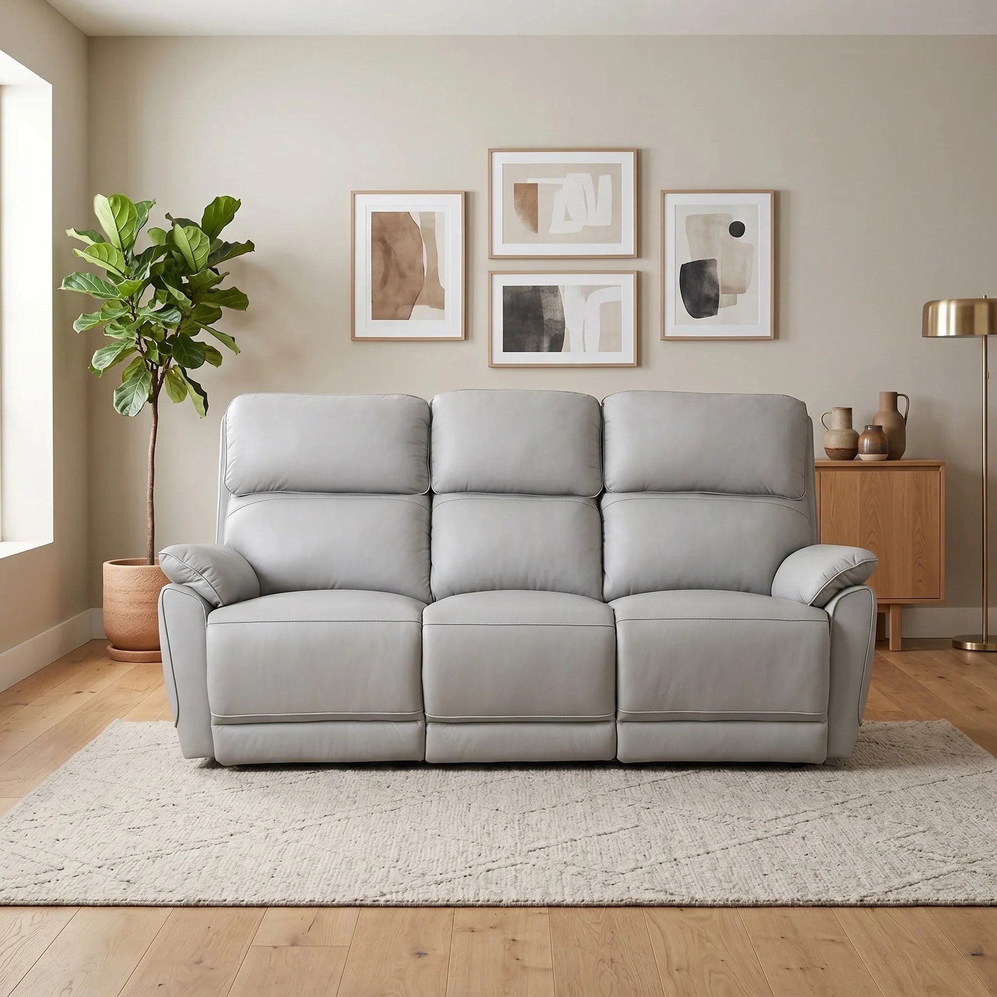 Swan 3 Seater Leather Recliner Lounge