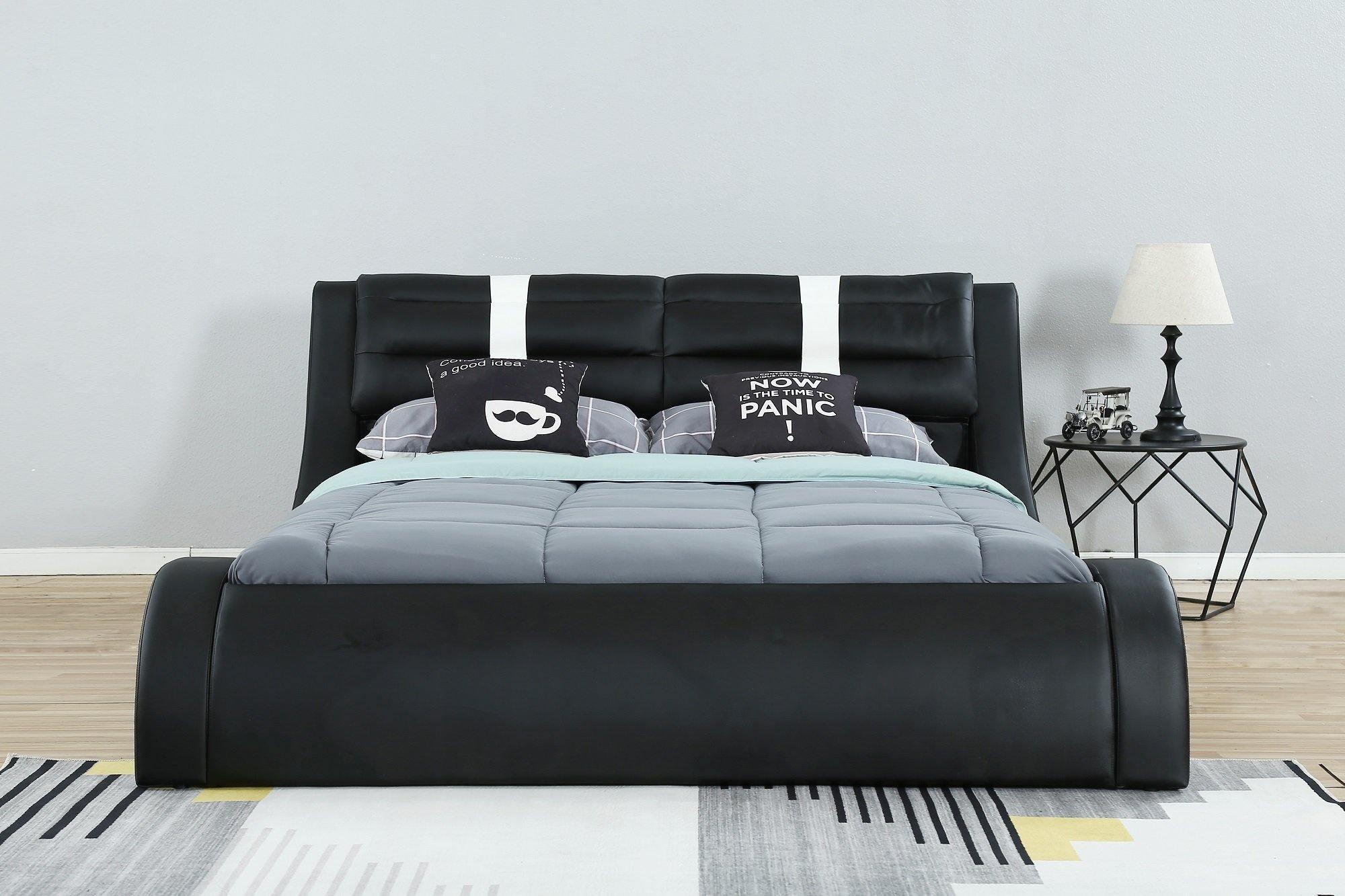 Vasco Bed Frame - Modern Leather Bed Frame in Black and White - The A2Z Furniture