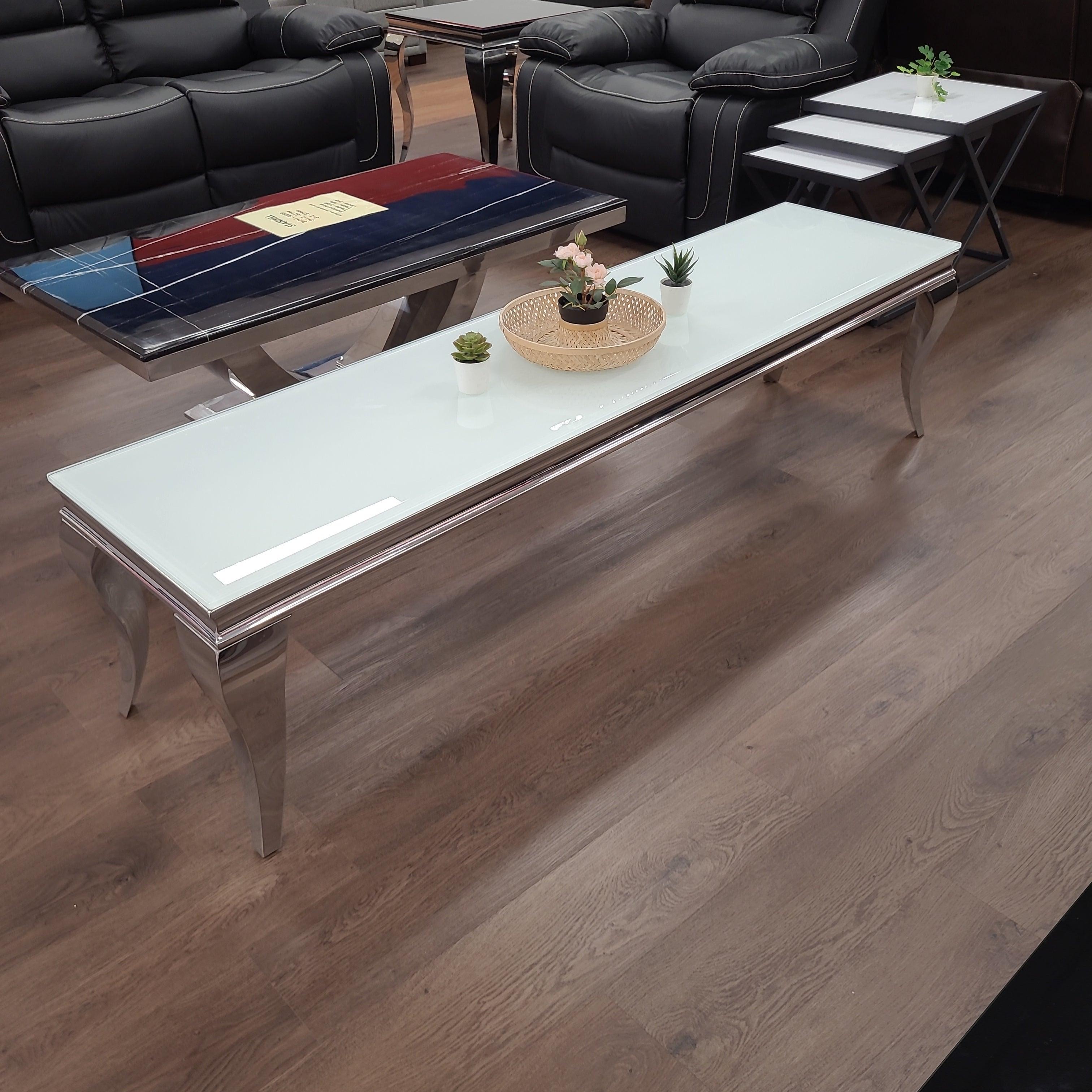 Zoom TV Unit - Stainless Steel Base with Glass and Marble Top Options - The A2Z Furniture