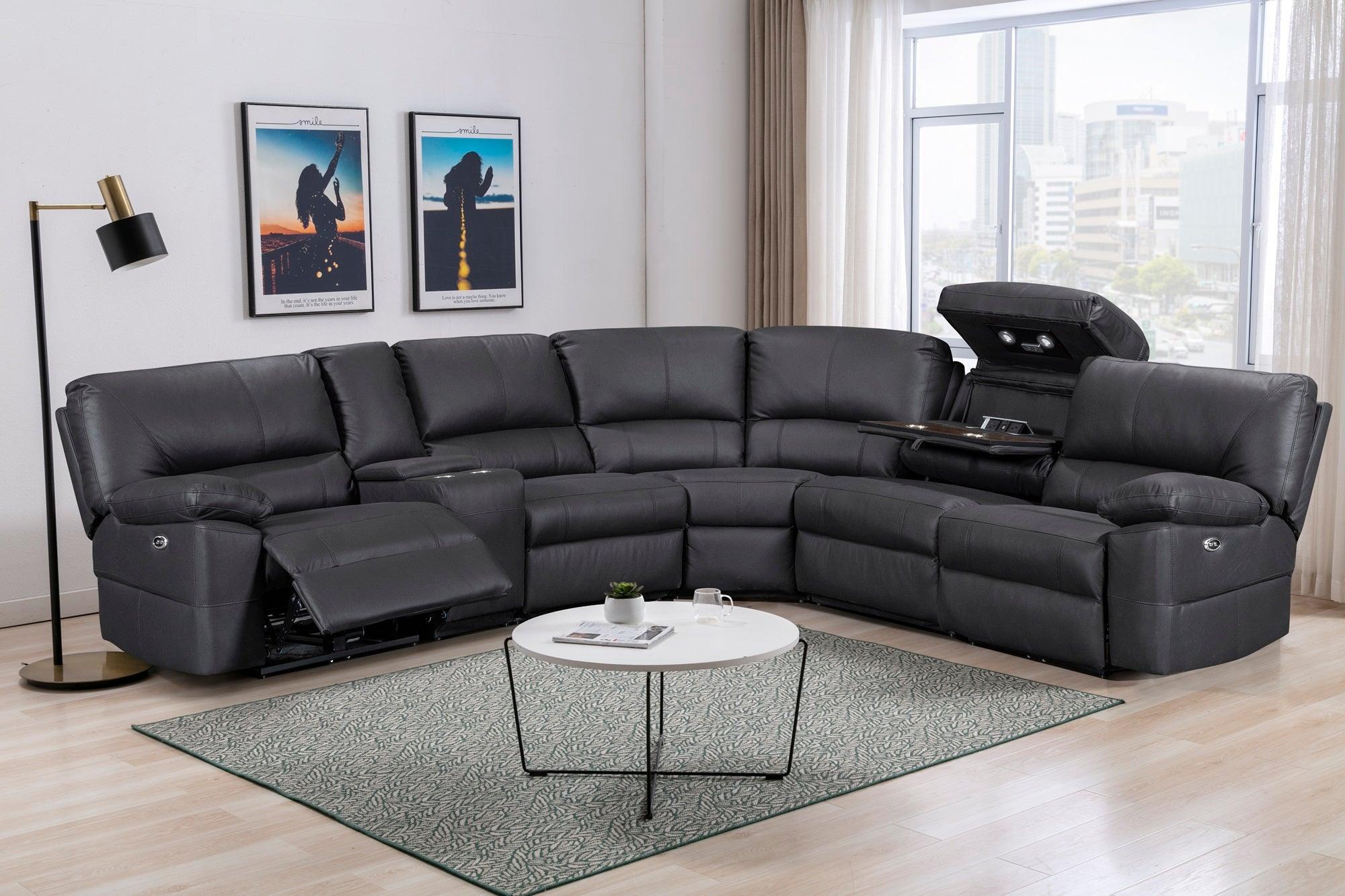 Luxurious corner recliner sofa in a spacious living room. Perfect for relaxation and entertaining.