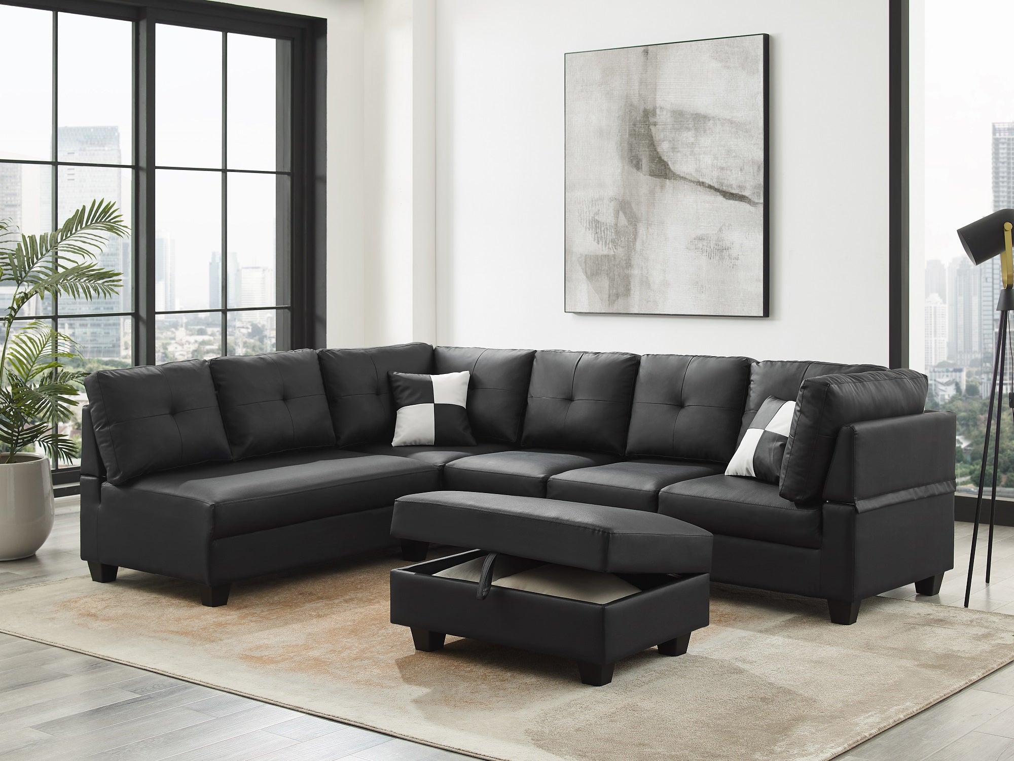 A comfortable 6 seater sofa in a stylish living room. 