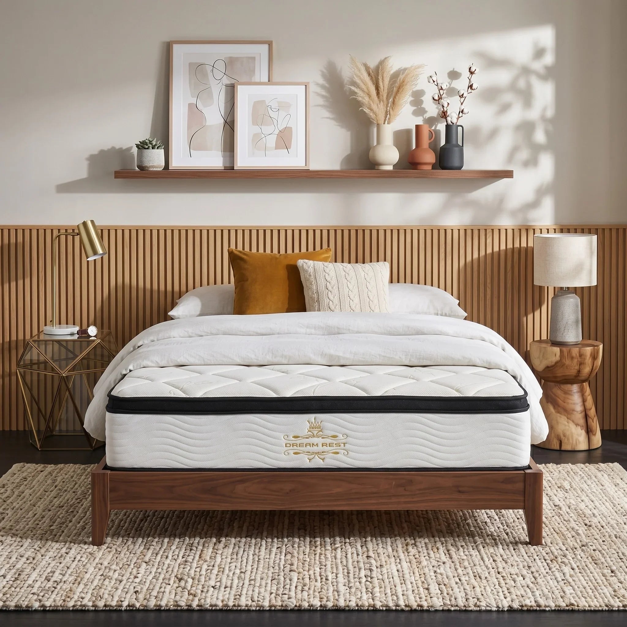 Bamboo Fabric Topper Mattress. Cool, breathable bamboo top. Memory foam core for pressure relief. Perfect for a comfortable sleep.