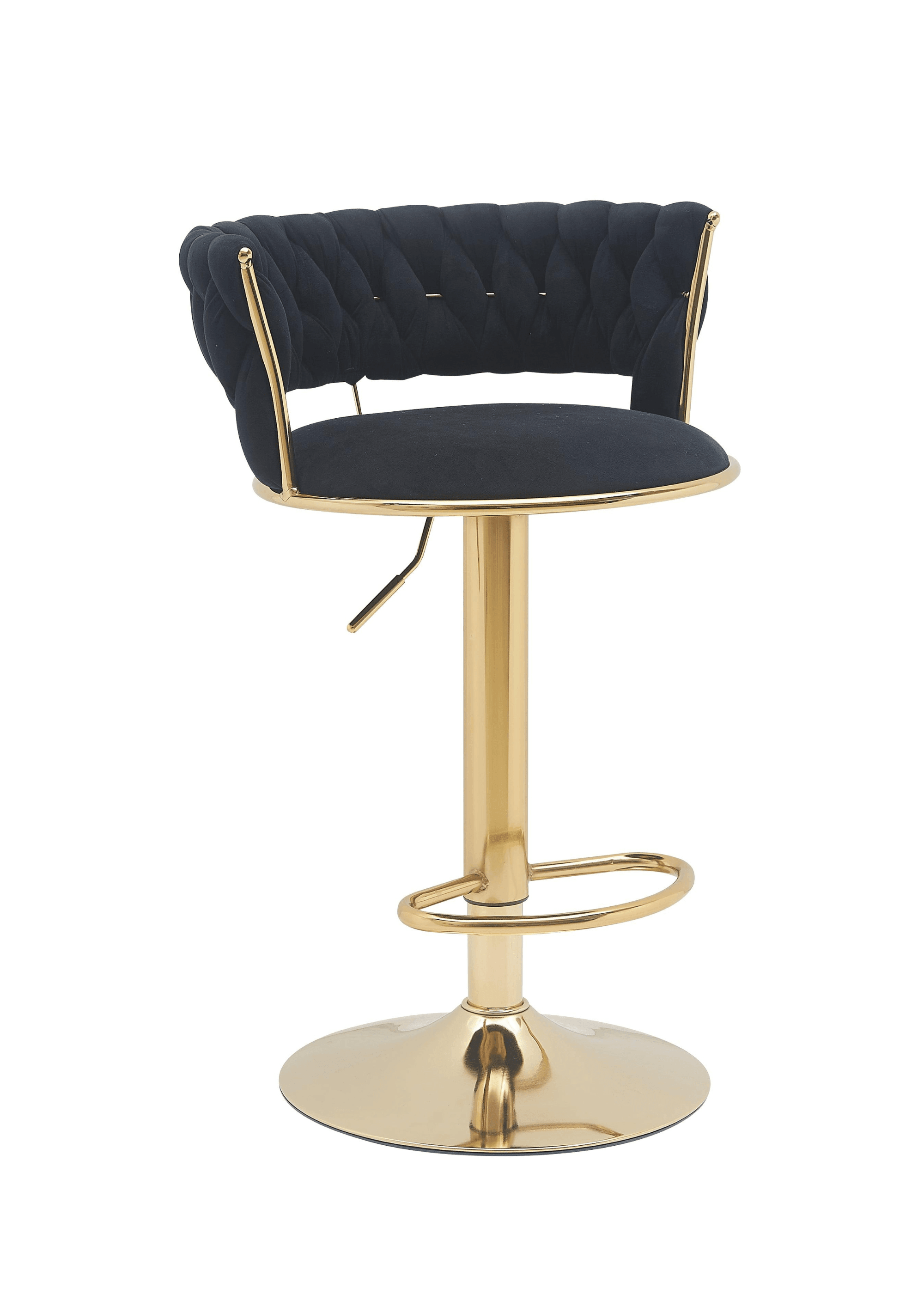 Luxurious velvet bar stools in various colours. Black, green, blue, and grey velvet with backs for a comfortable and stylish seating option. 
