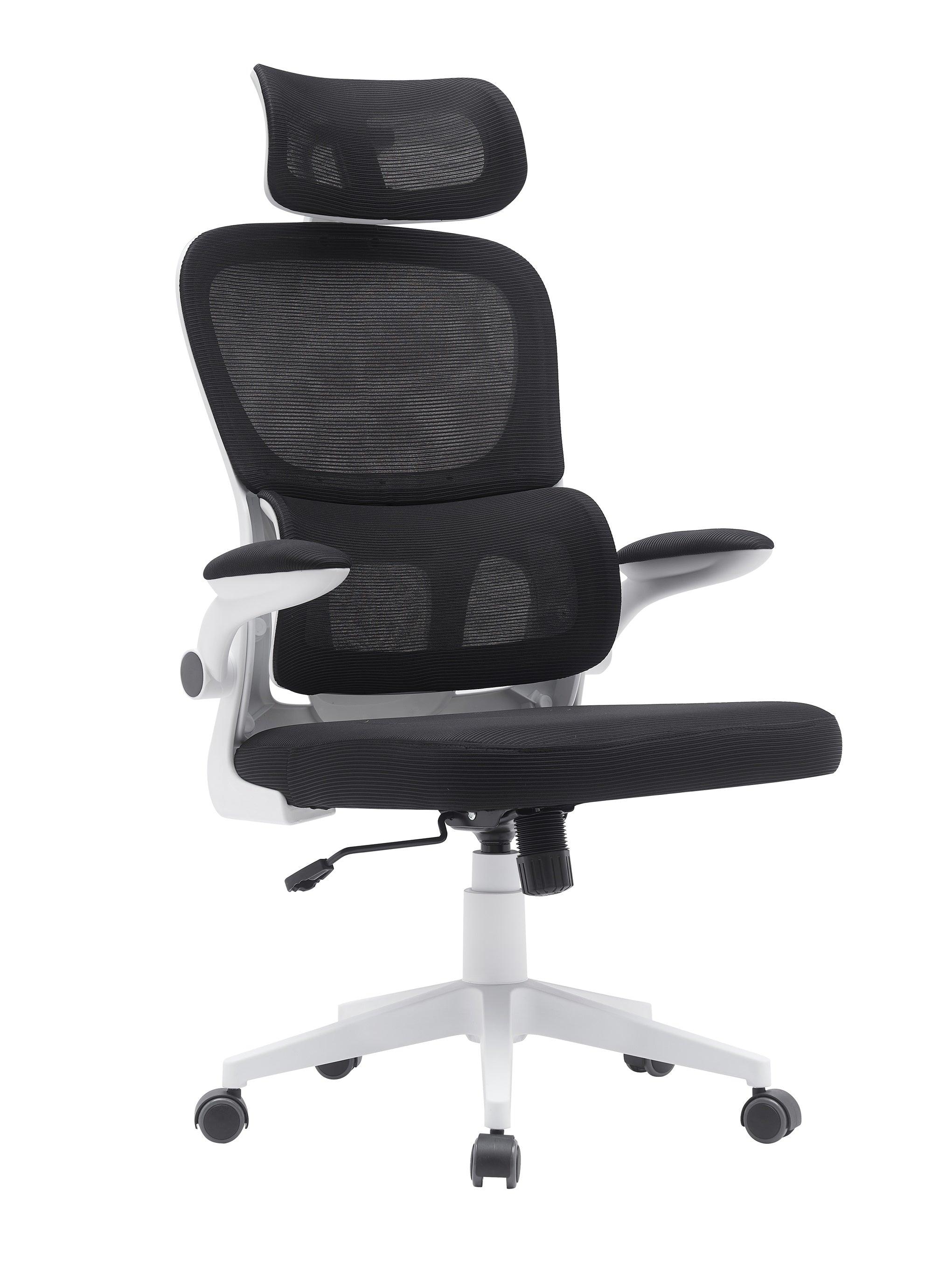 Black ergonomic office chair with lumbar support, Brisbane office furniture.