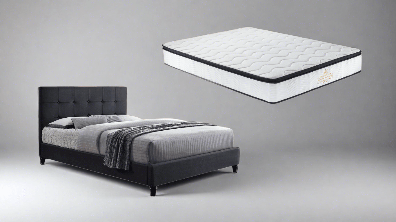 Modern Fabric Single Bed Frame & Supportive Spring Pocket Spring Mattress