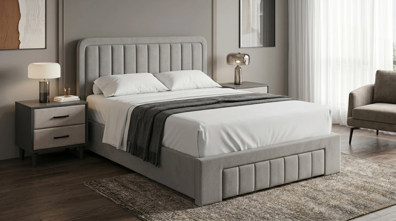Fernvale 3 Piece Light Grey Bedroom Suite