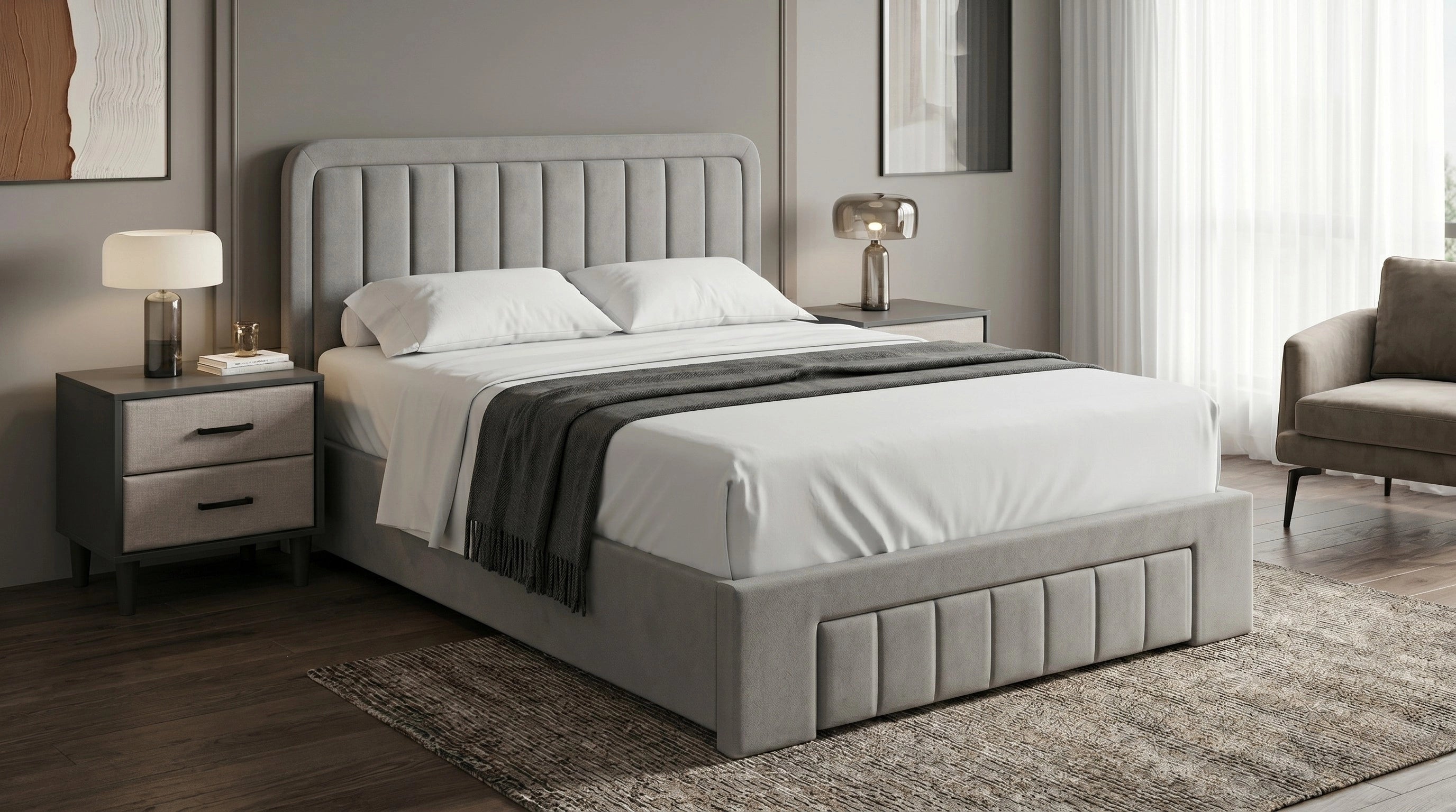 Fernvale 3 Piece Light Grey Bedroom Suite