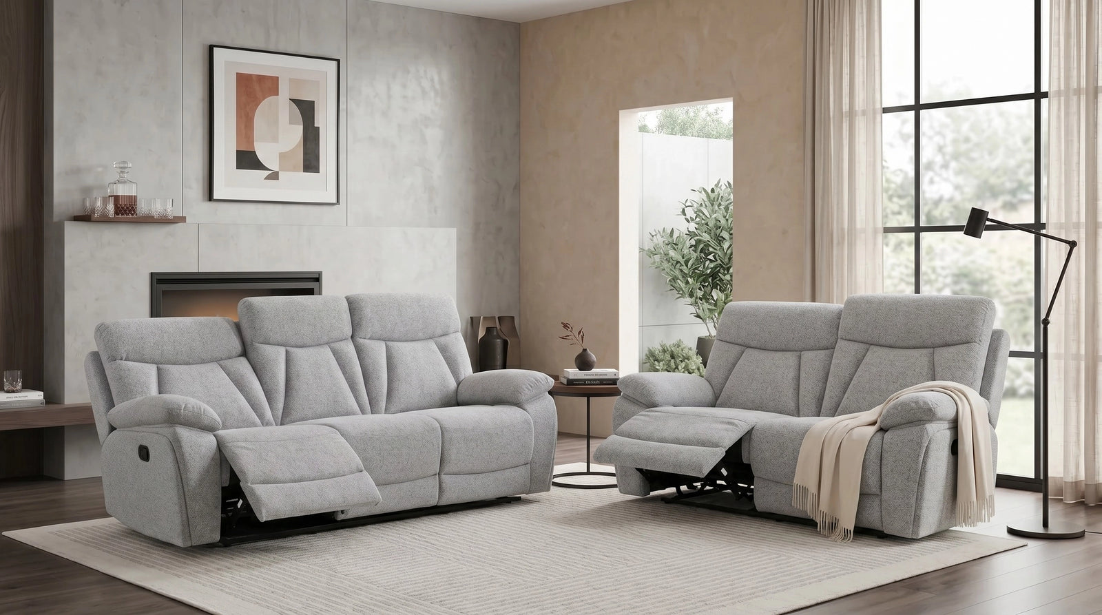 Baker 3+2 Light Grey Recliner Package