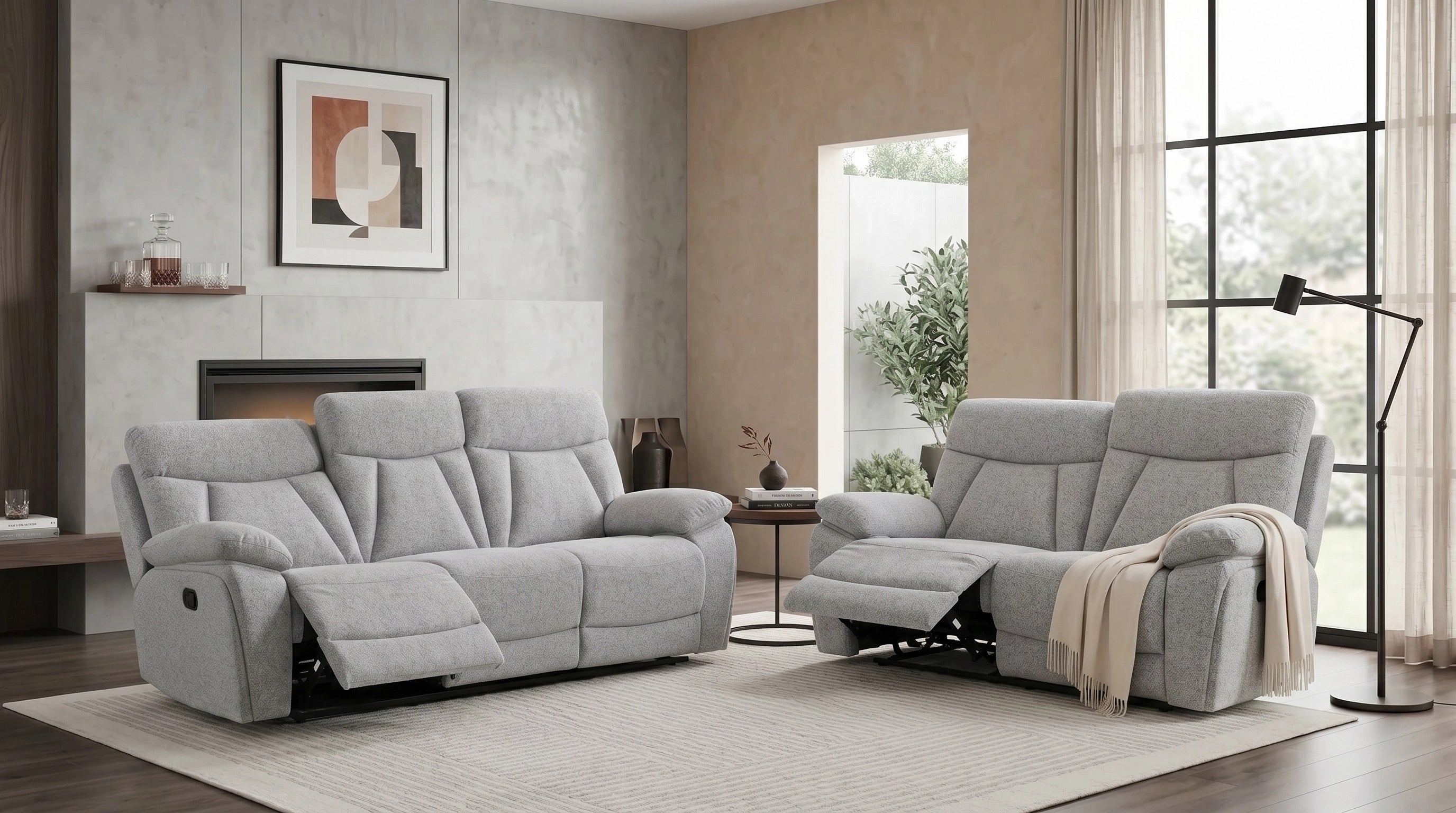 Baker 3+2 Light Grey Recliner Package