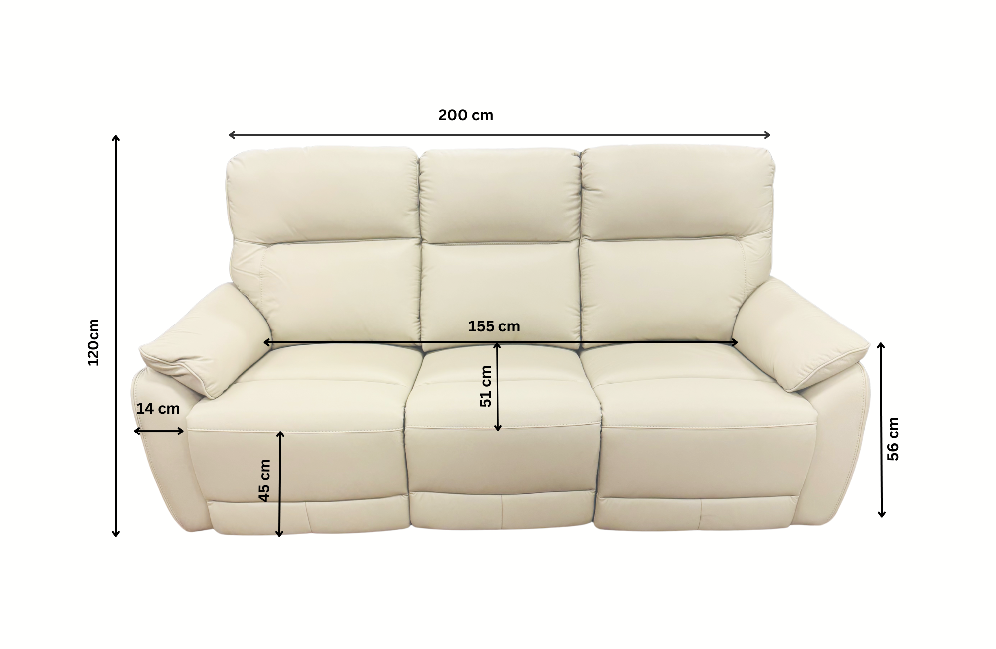 Armdale 3 Seater Leather Electric Recliner Lounge