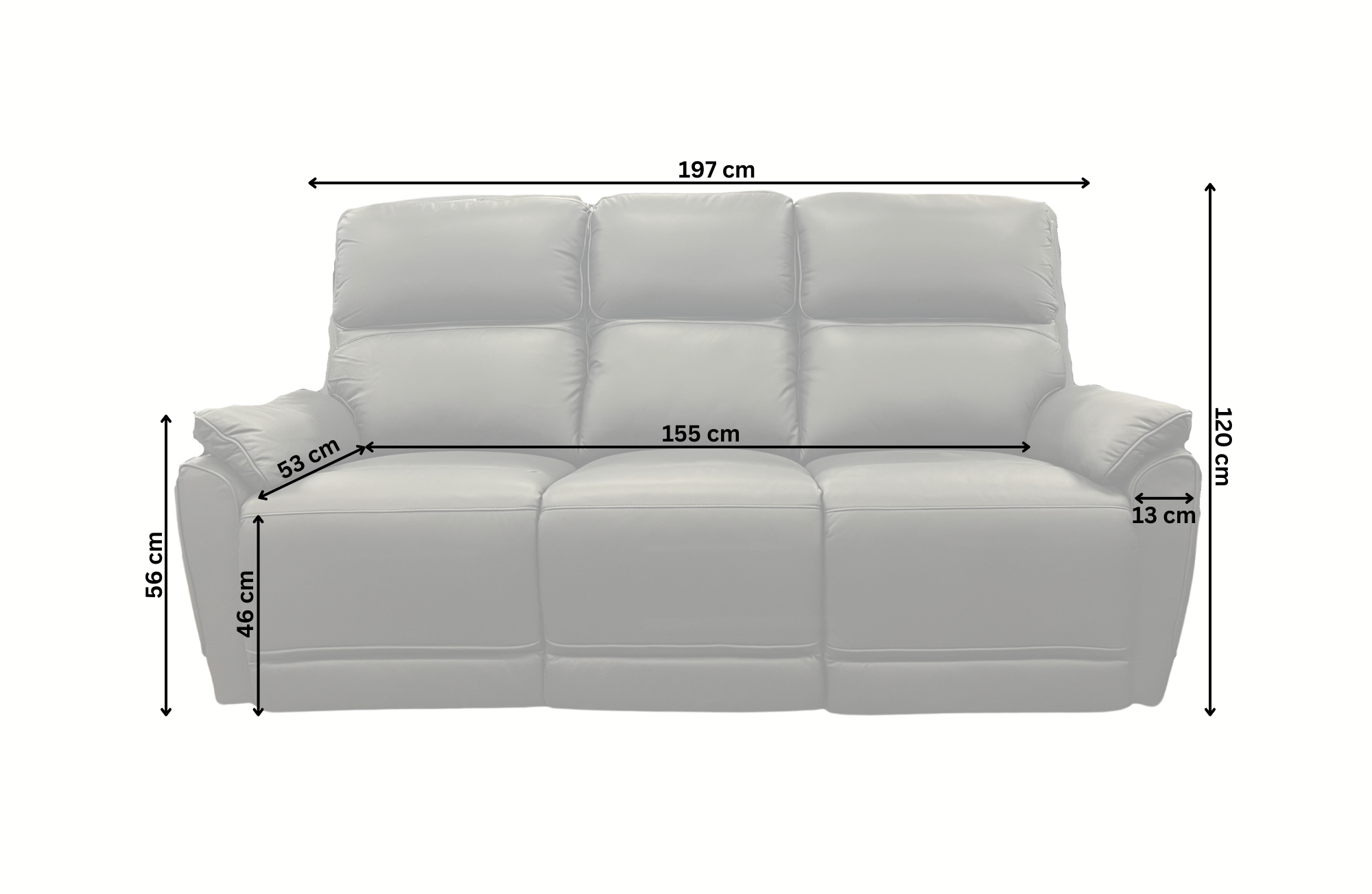 Swan 3 Seater Leather Recliner Lounge