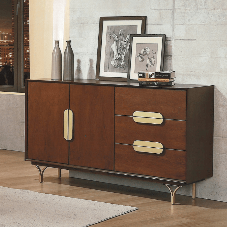 Modern sideboard with drawers and cabinets in a living room setting. A2Z Furniture Bundall.