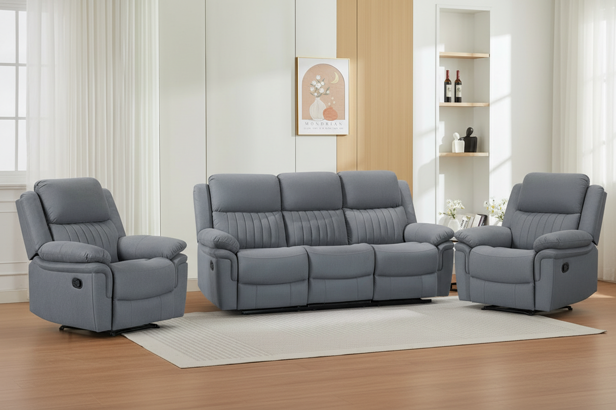 Monaco 3+1+1 Grey Recliner Package